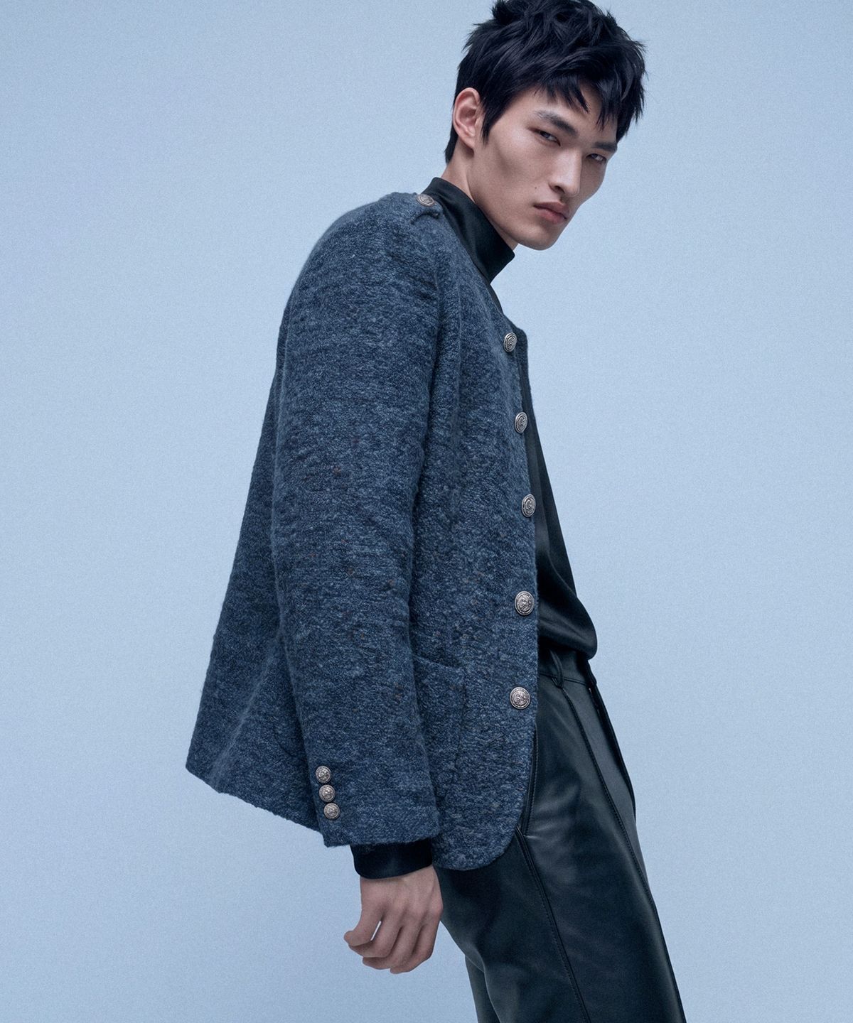 언티지(UNTAGE) 울 부클레 트위드 자켓[Blue(MAN)]_UTO-FB58