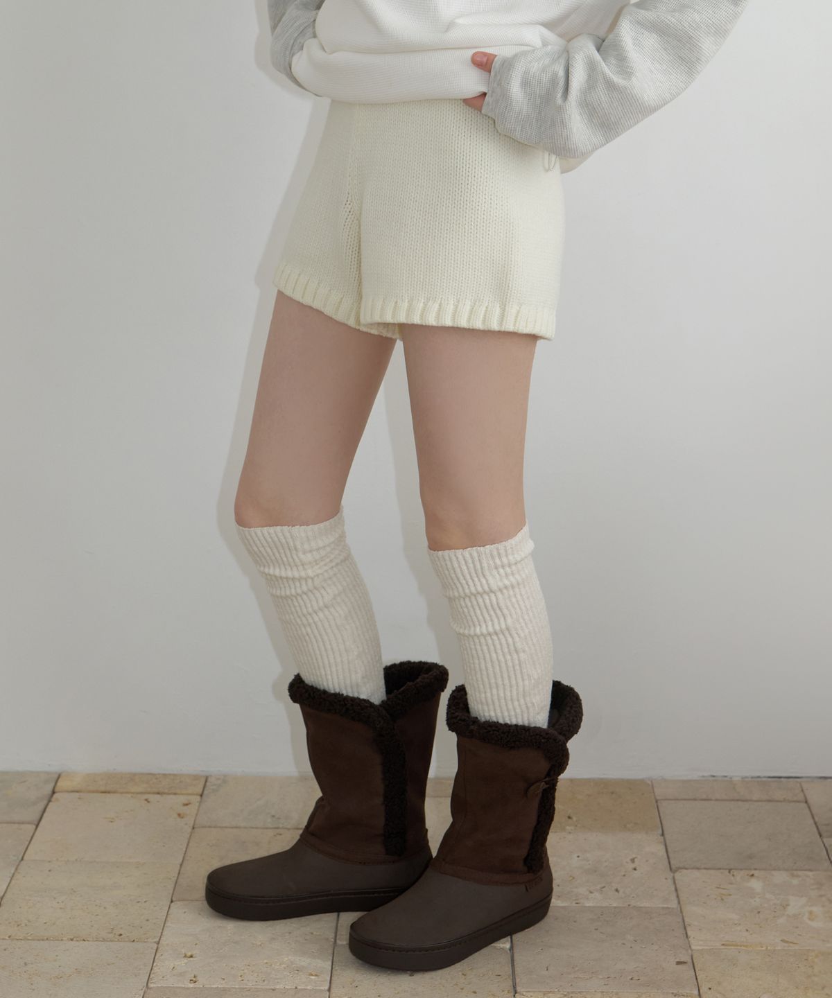 리엘(RE L) Muir knit shorts (ivory)