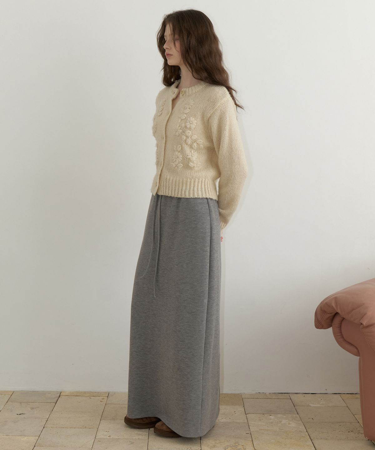 리엘(RE L) Comfy jersey H skirt (gray)