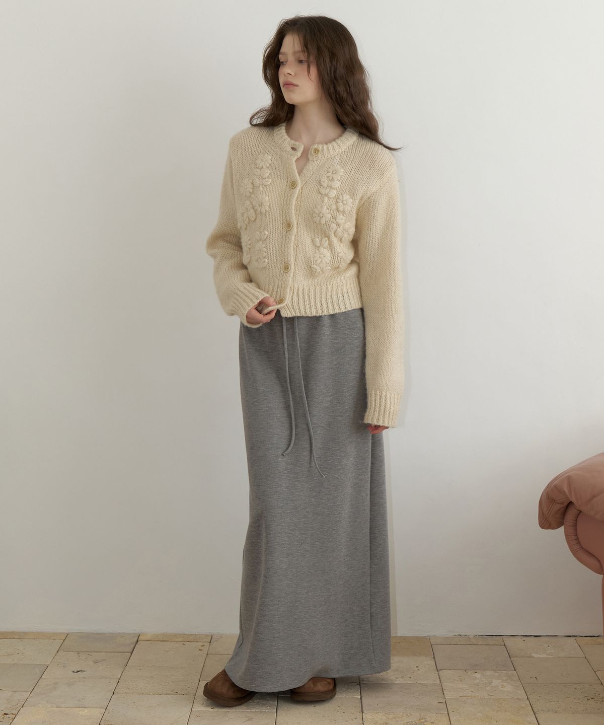 리엘(RE L) Comfy jersey H skirt (gray)