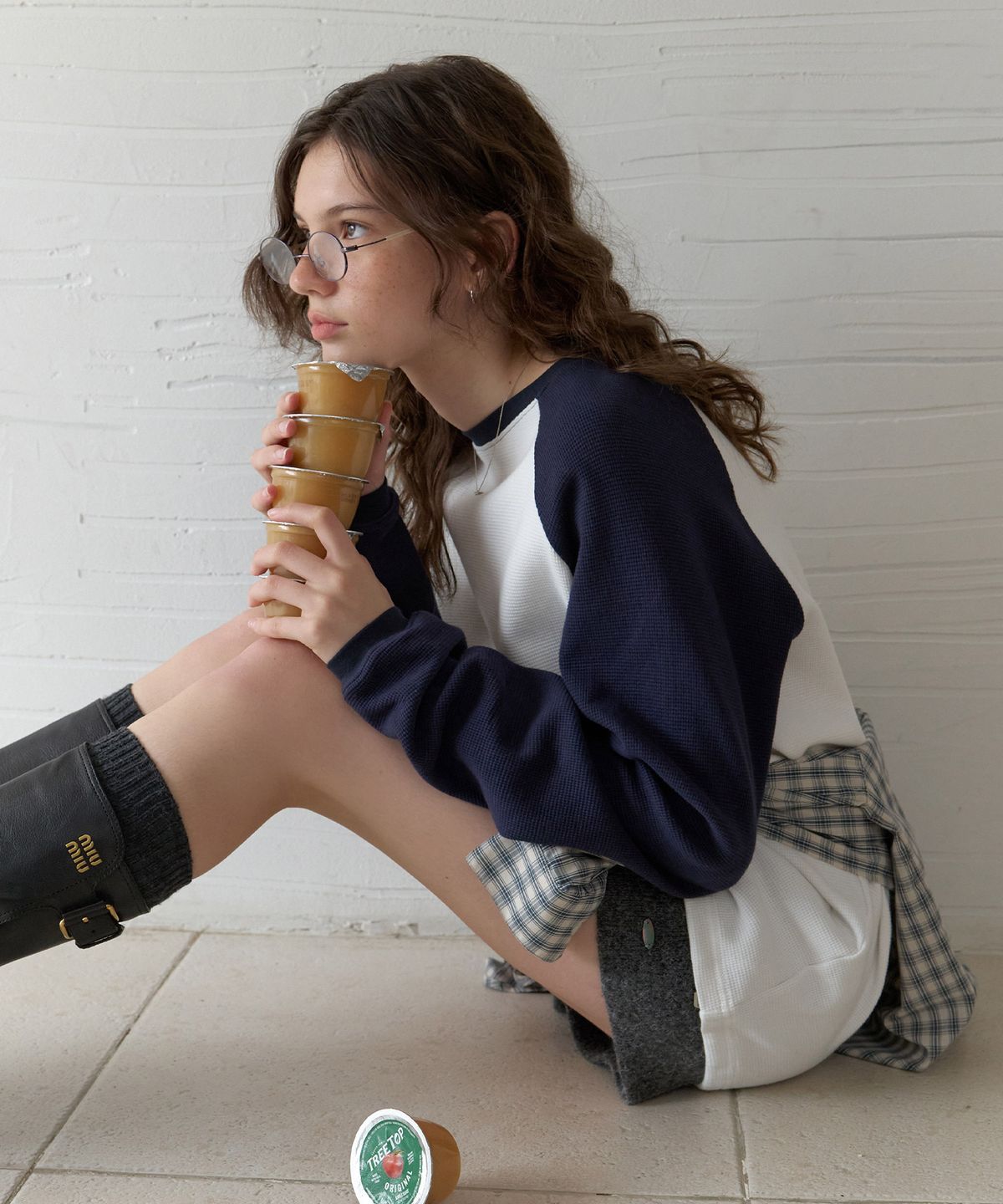 리엘(RE L) Near overfit sweatshirt (navy)