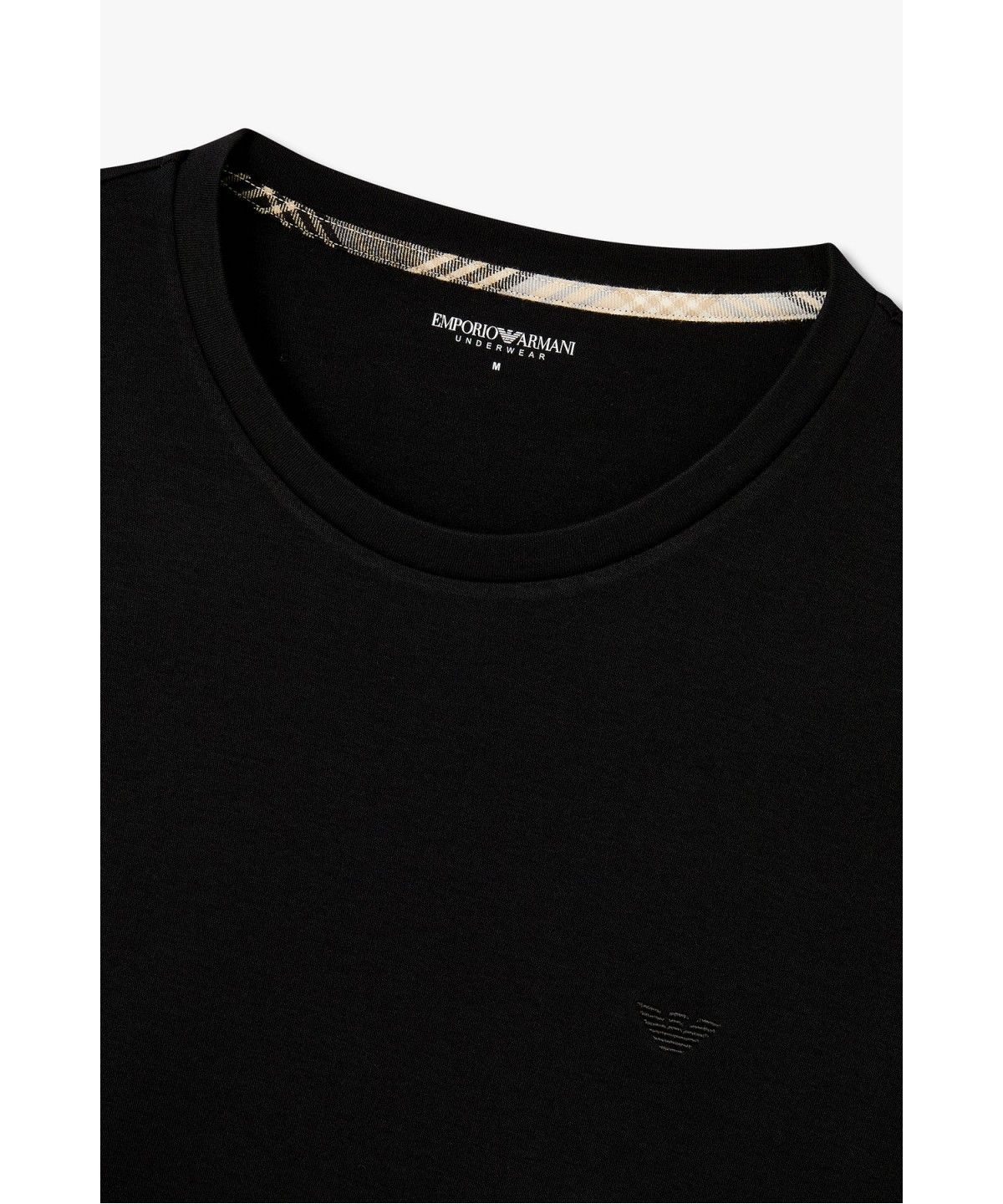 엠포리오 아르마니 언더웨어(EMPORIO ARMANI UNDERWEAR) 남성 이글 자수 코튼 라운지 티셔츠_블랙 0816336019