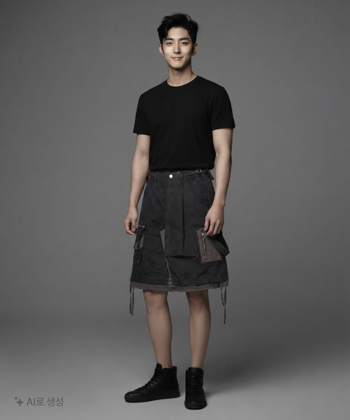 이티씨이(ETCE) LAYERED CARGO BERMUDA SHORTS (BLACK) L