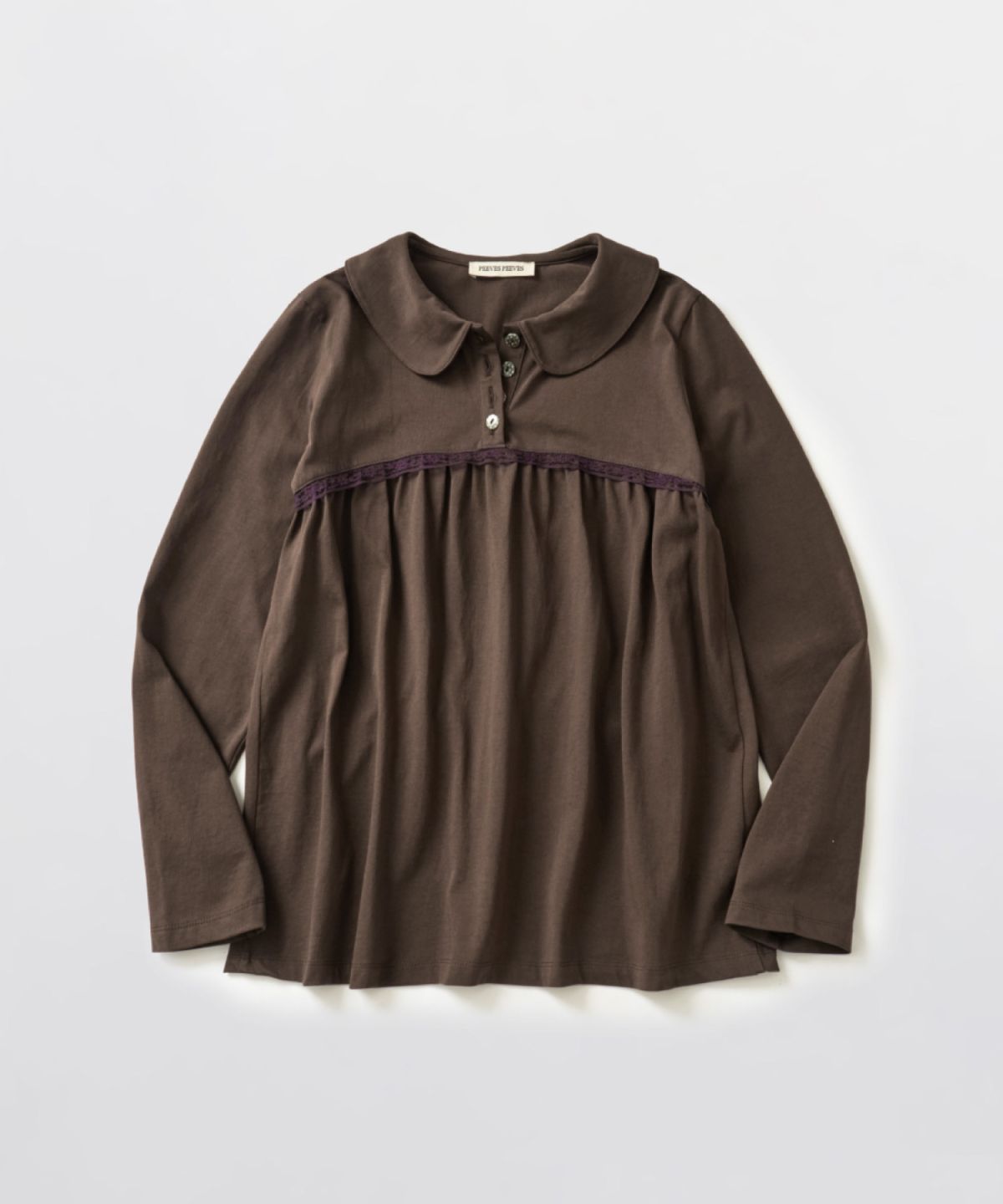 피브스피브스(PEEVES PEEVES) Yoke Shirred Blouse / Brown