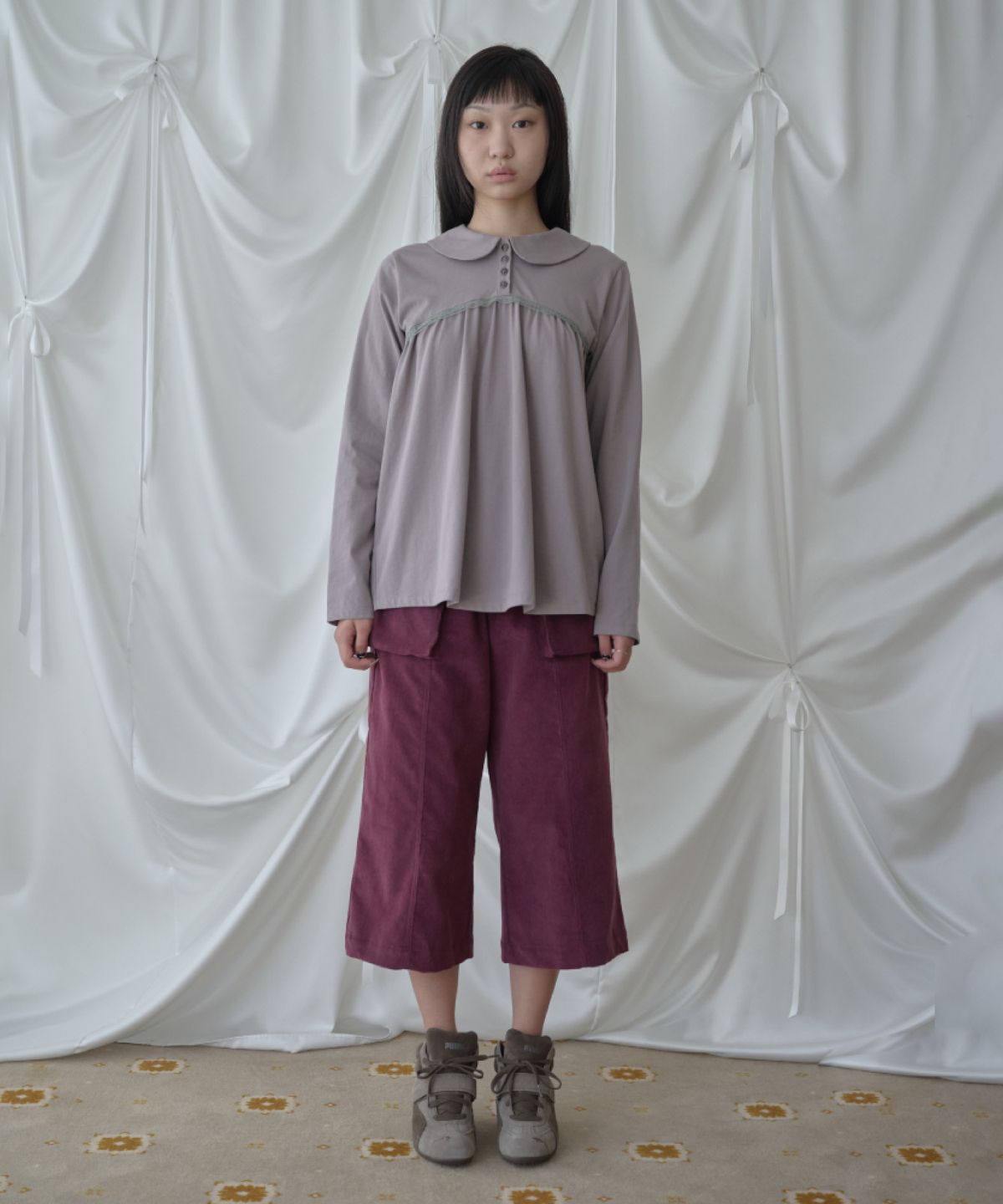 피브스피브스(PEEVES PEEVES) Yoke Shirred Blouse / Toupe