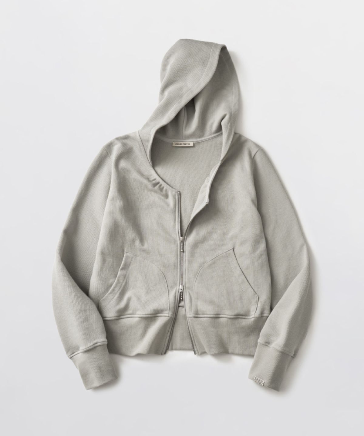 피브스피브스(PEEVES PEEVES) V-Neck Hooded Zip-Up Cardigan / Light Grey