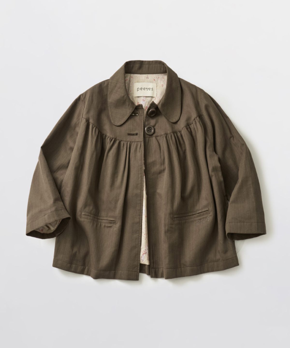 피브스피브스(PEEVES PEEVES) Gathered Collar Jacket / Brown
