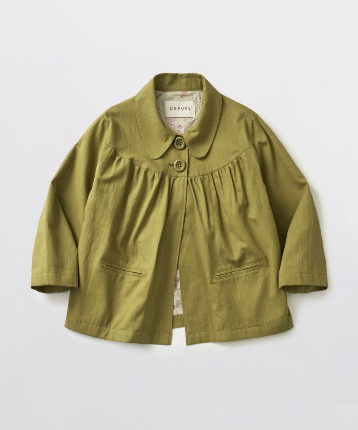 피브스피브스(PEEVES PEEVES) Gathered Collar Jacket / Olive