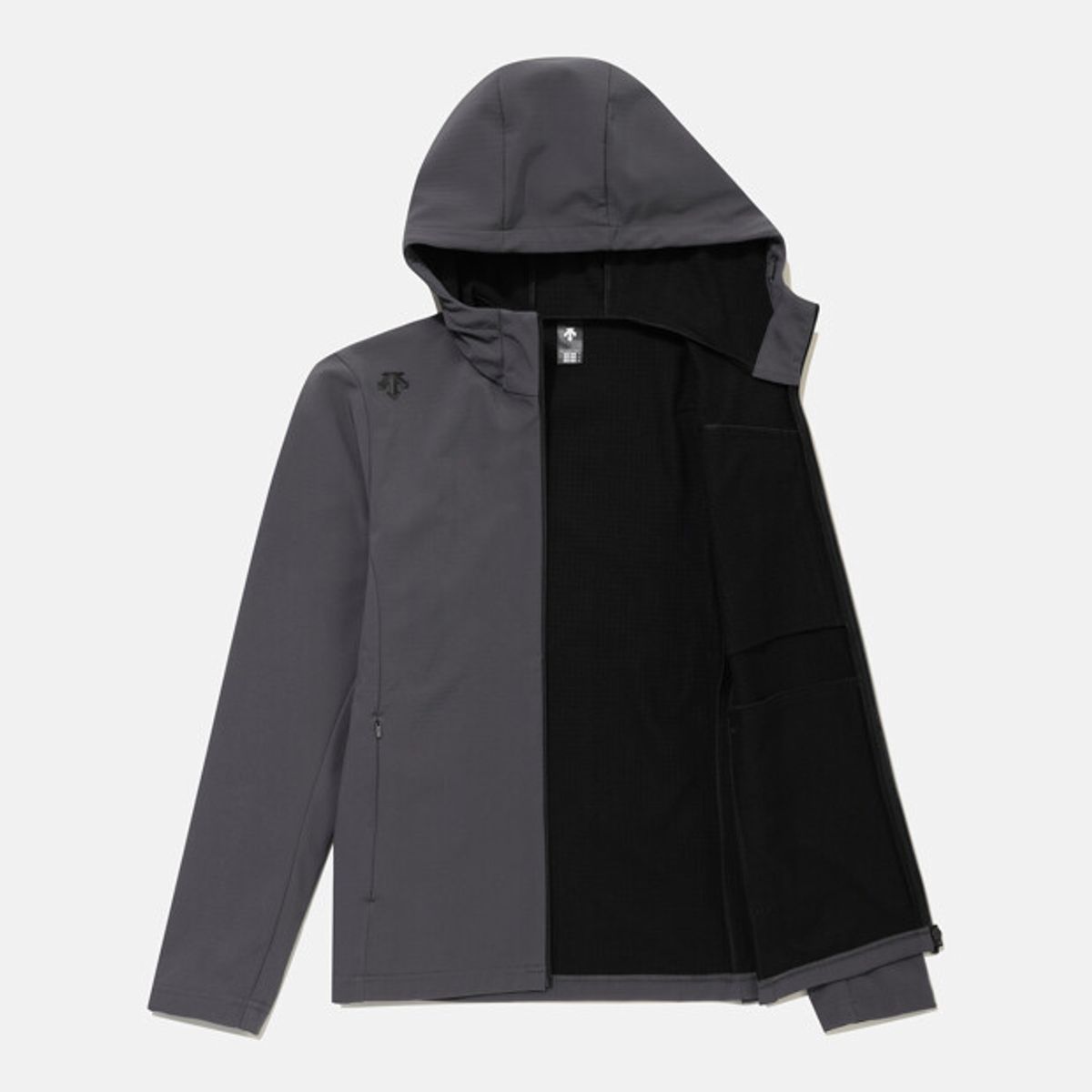 데상트(DESCENTE) 남성 엔지니어드 본딩 플리스 우븐 자켓 차콜 그레이 SR411UWTO1