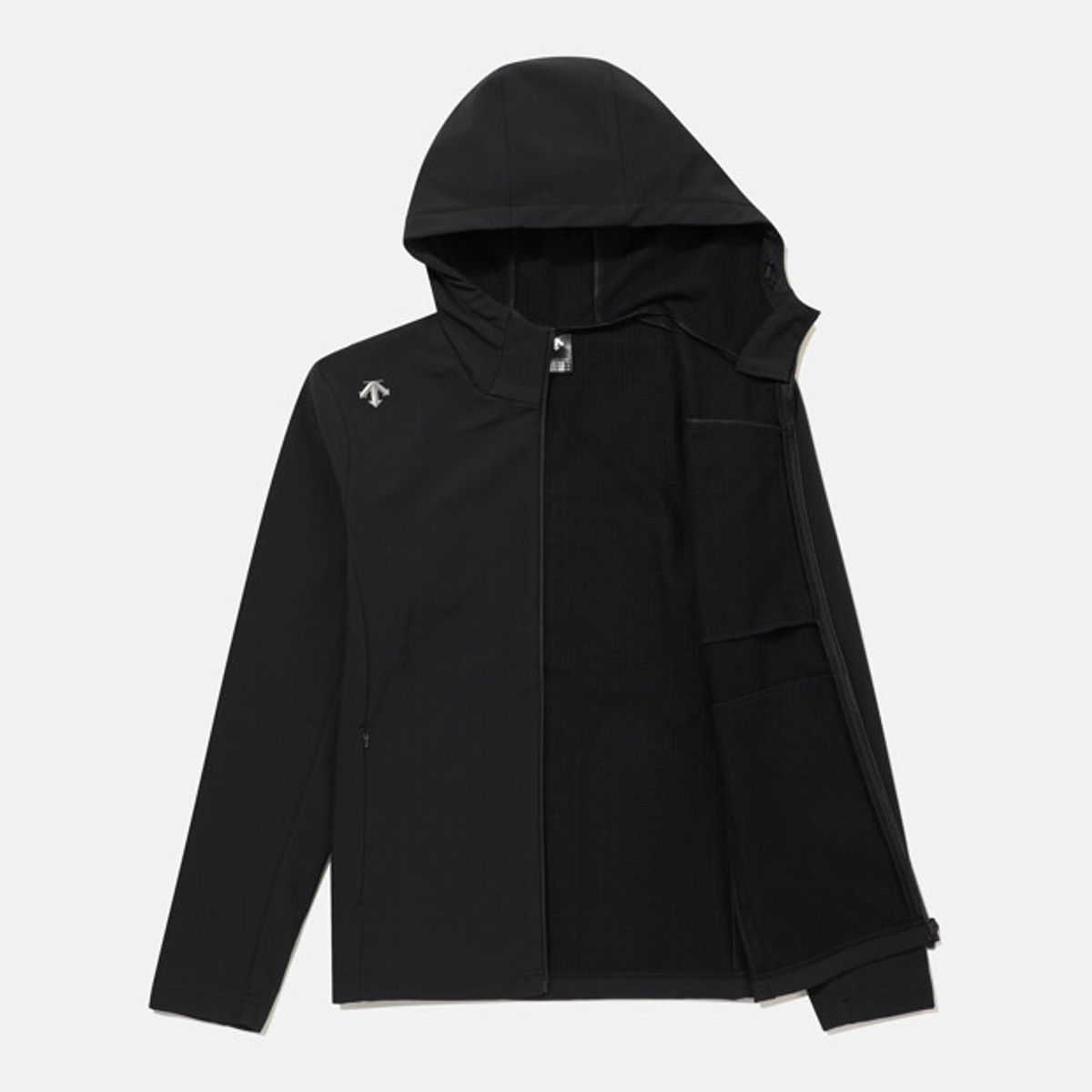 데상트(DESCENTE) 남성 엔지니어드 본딩 플리스 우븐 자켓 블랙 SR411UWTO1