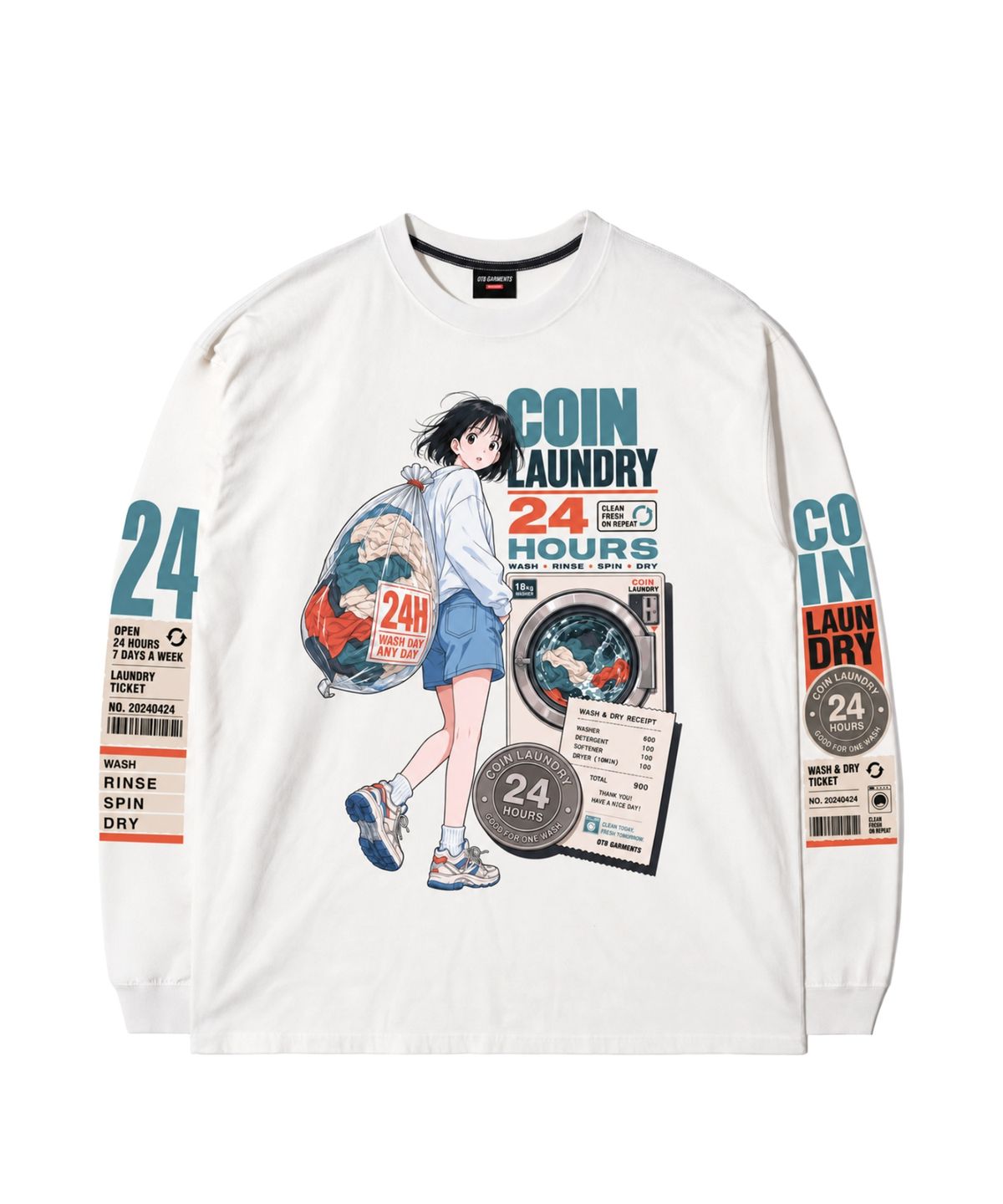 큐티에잇 가먼츠(QT8 GARMENTS) MF 24 Coin Laundry Washed Long Sleeve (Ivory)