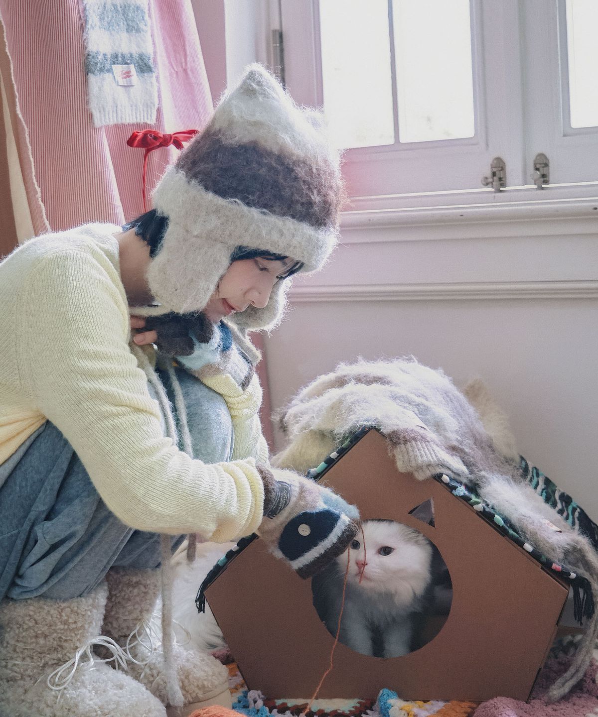 락피쉬웨더웨어(ROCKFISH WEATHERWEAR) STRIPE BRUSHED CAT BEANIE - 5 colors