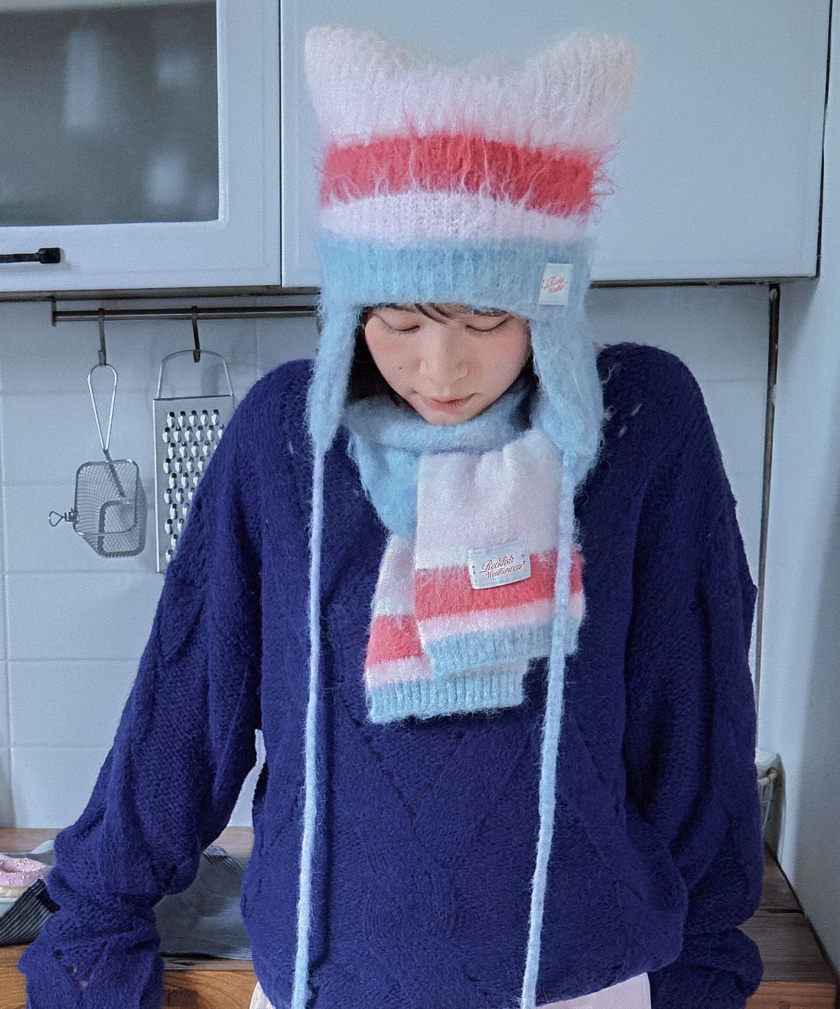 락피쉬웨더웨어(ROCKFISH WEATHERWEAR) STRIPE BRUSHED CAT BEANIE - 5 colors