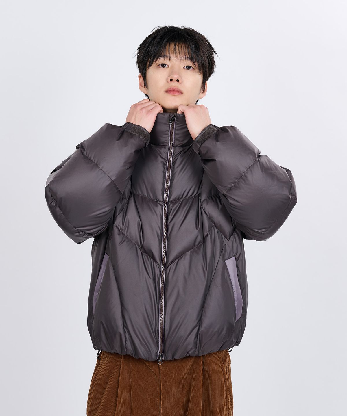논타입(NONTYPE) SCULPTED DOWN JACKET (BROWN)
