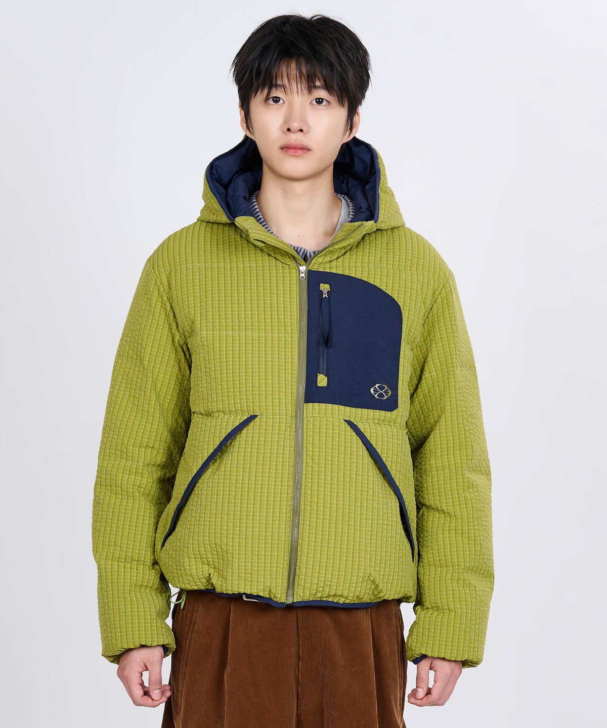 논타입(NONTYPE) CHECK HOODIE DOWN JACKET (GREEN)