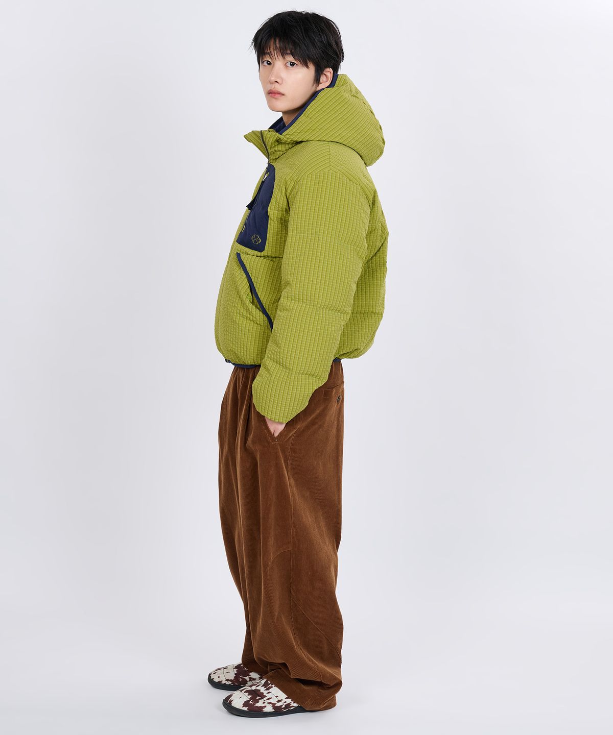 논타입(NONTYPE) CHECK HOODIE DOWN JACKET (GREEN)