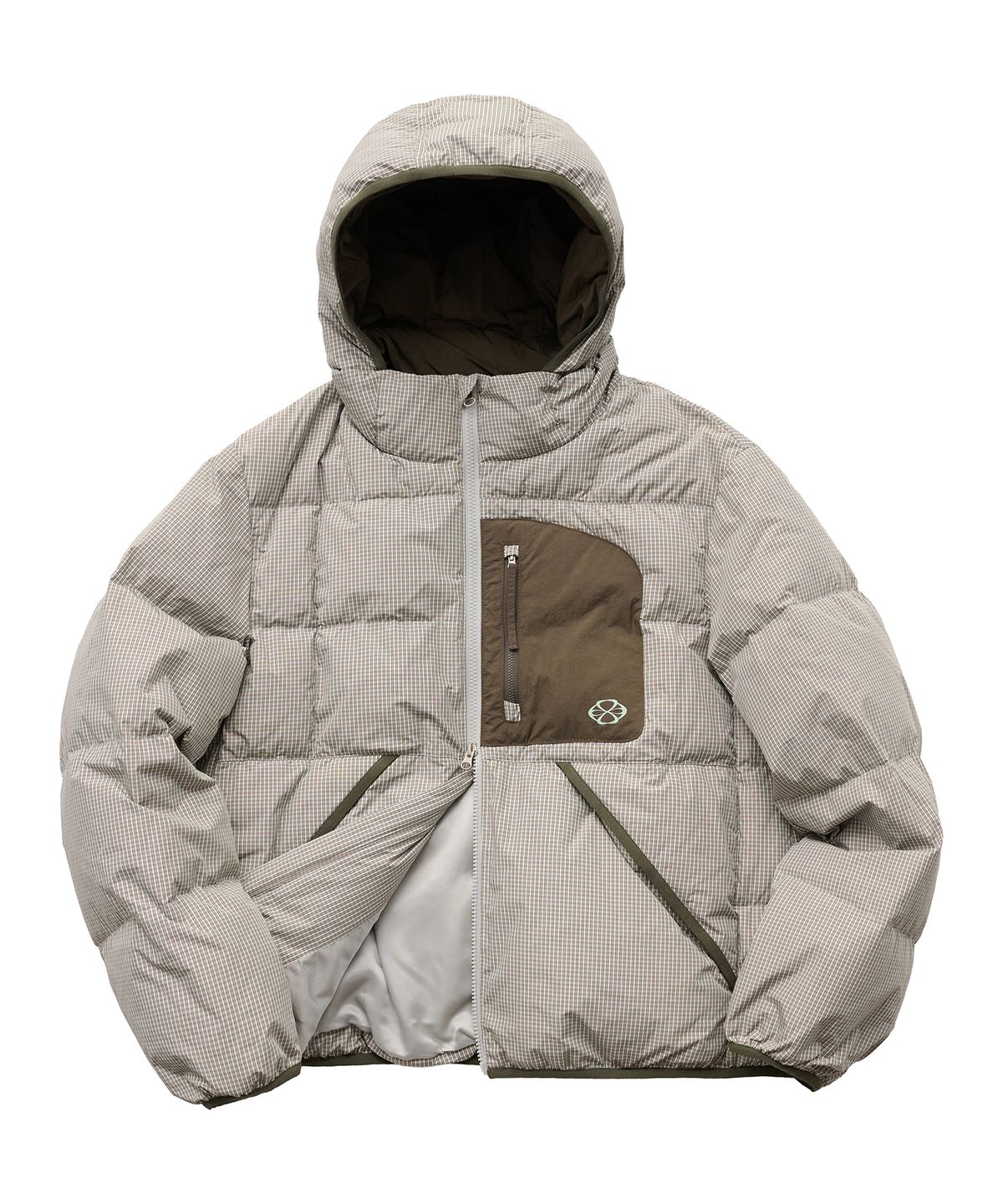논타입(NONTYPE) CHECK HOODIE DOWN JACKET (GRAY)