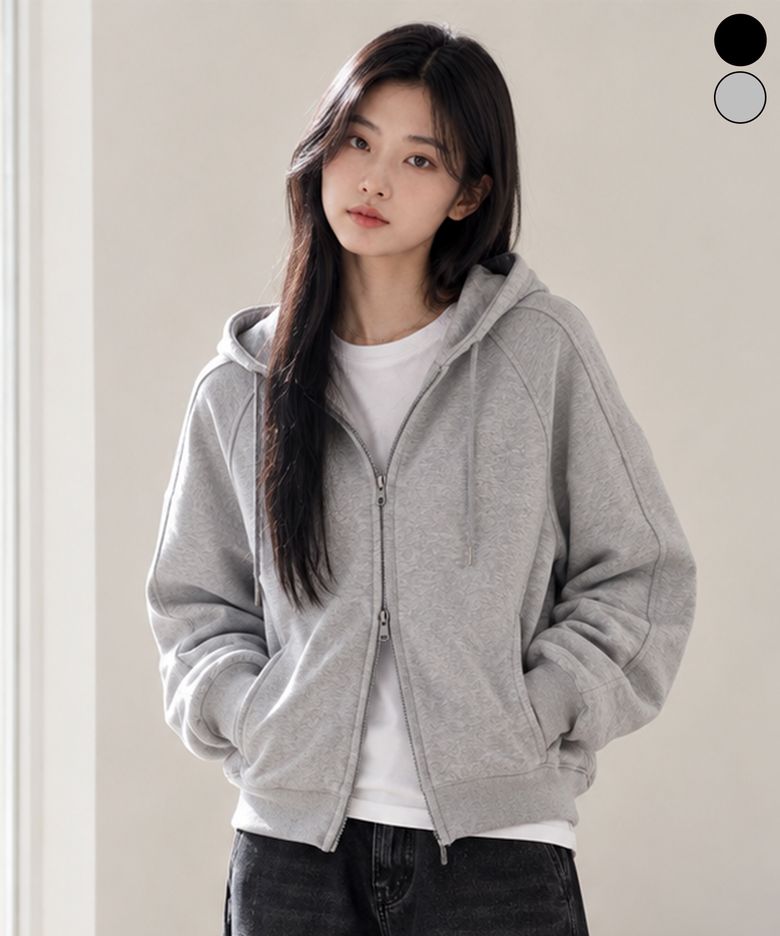 인시젼 라인 세미크롭 후드 집업 2Color YHZ-2Y04