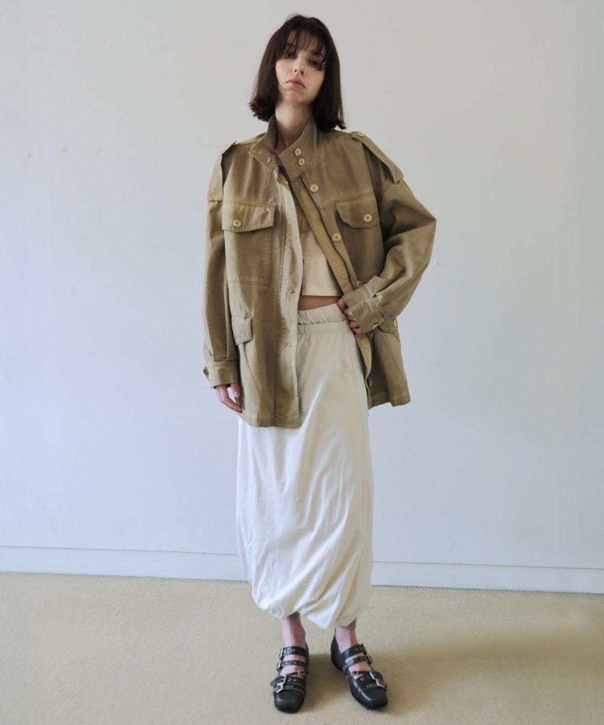 더블유케이엔디 프로젝트(WKND PROJECT) DOUBLE LAYERED BALLOON SKIRT (IVORY)