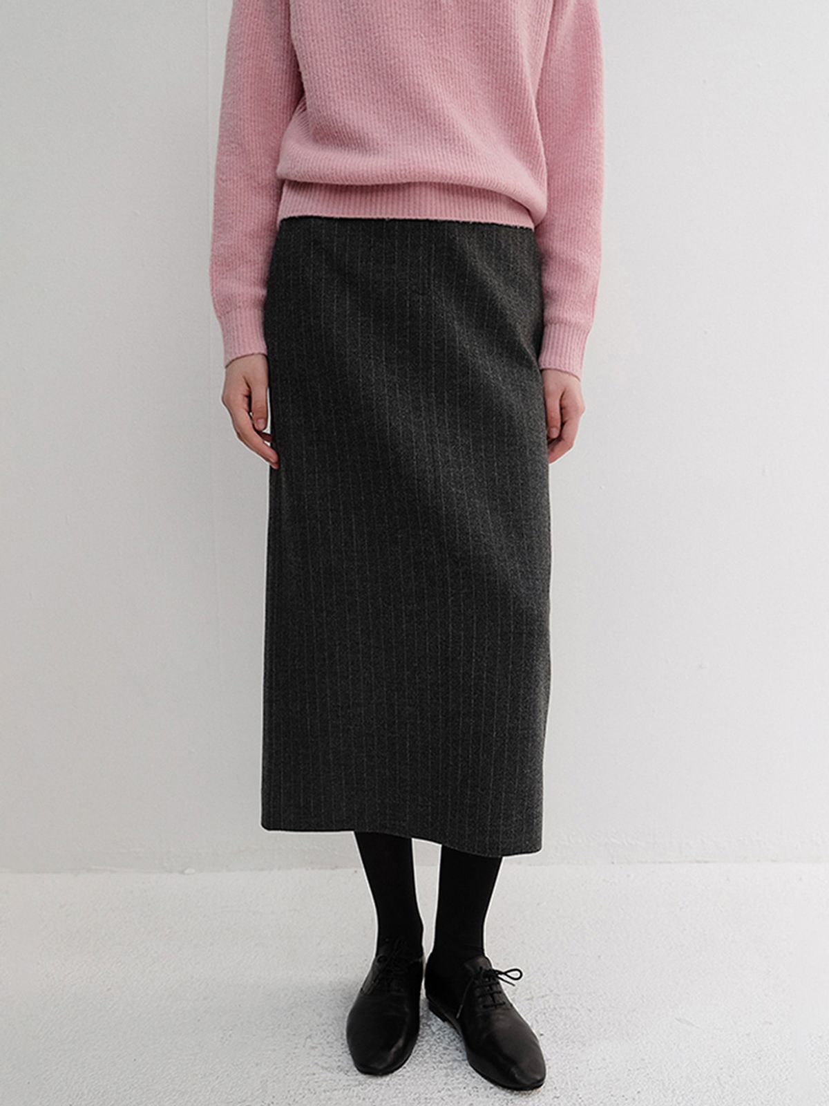 던스트(DUNST) H-LINE LONG SKIRT_UDSK6D223_GREY STRIPE