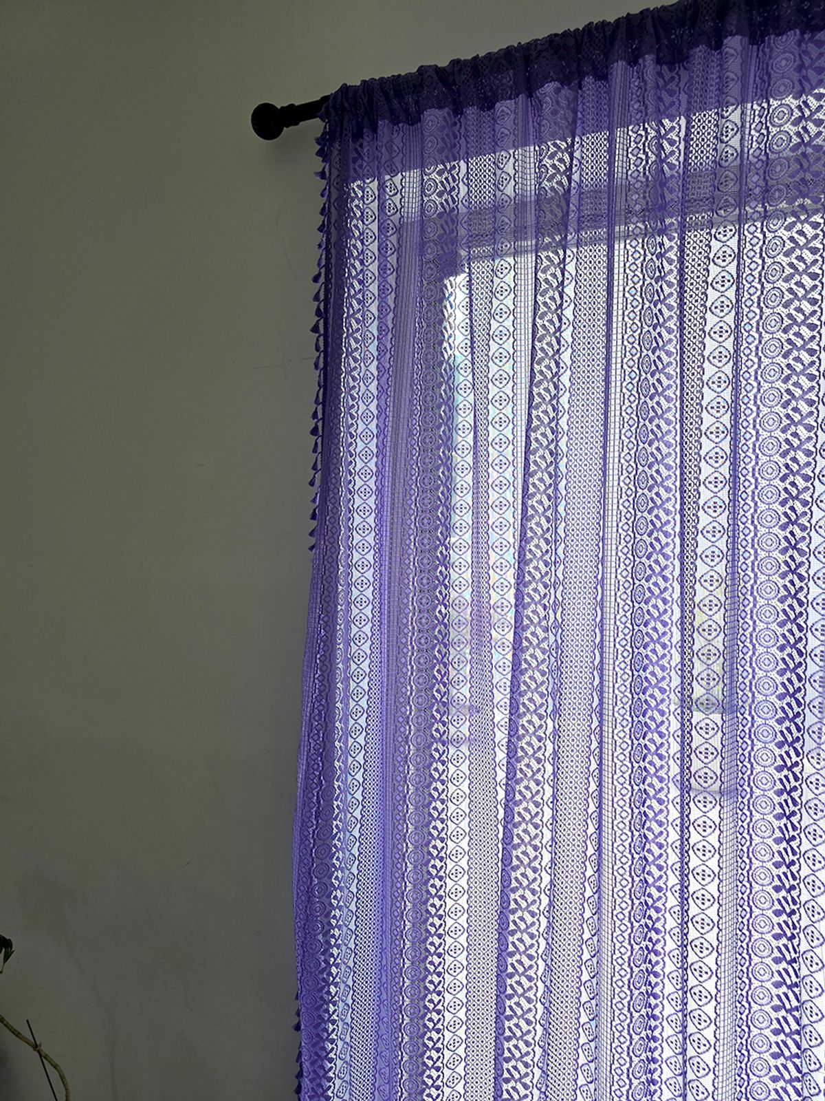 블랑쉬하우스(BLANCHE HOUSE) 블랑쉬 라일락 아카이브 퍼플 레이스 시스루 봉집형 커튼 150×240