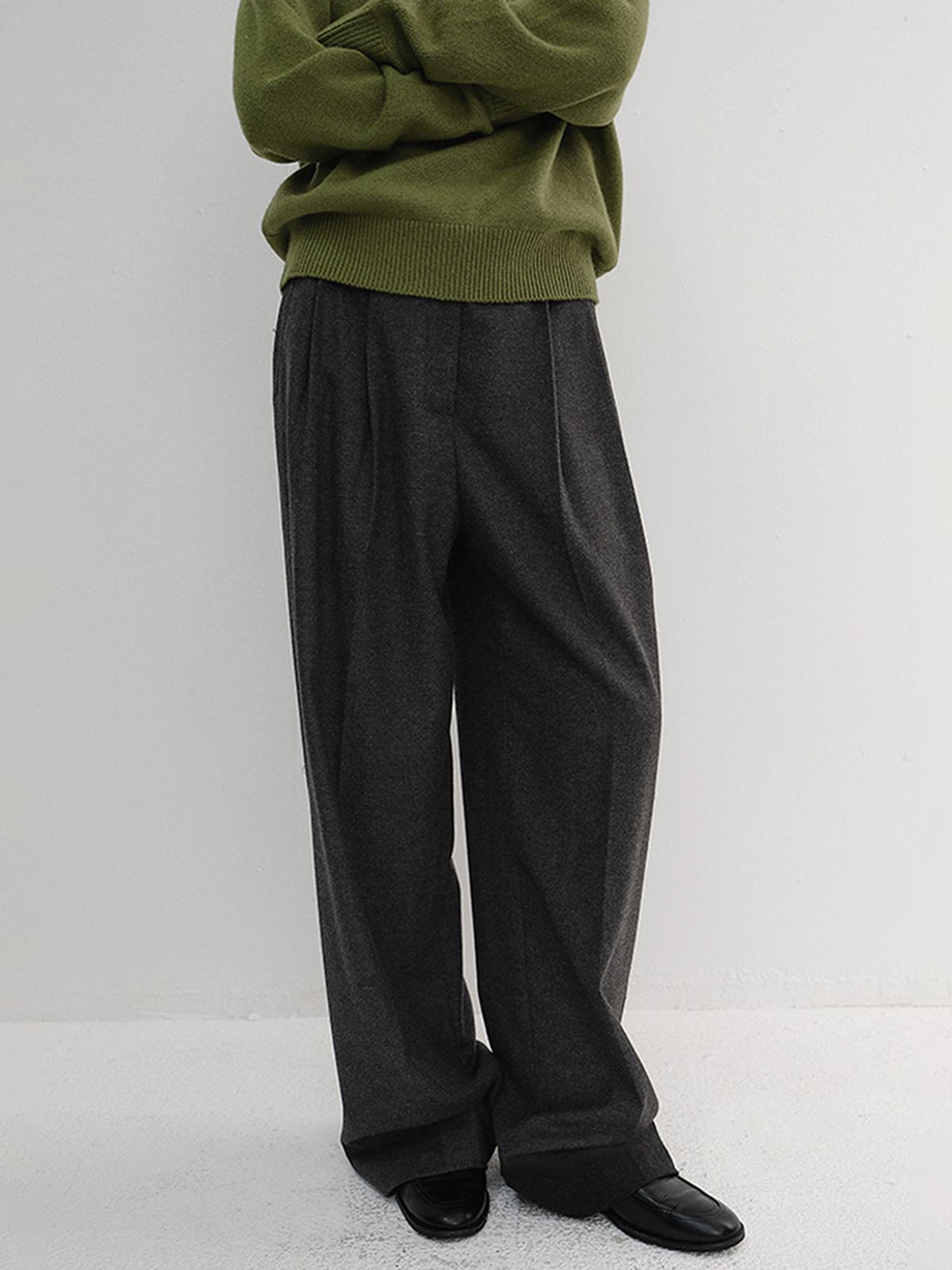 던스트(DUNST) WINTER FLANNEL SLACKS_UDPA6D221_CHARCOAL GREY