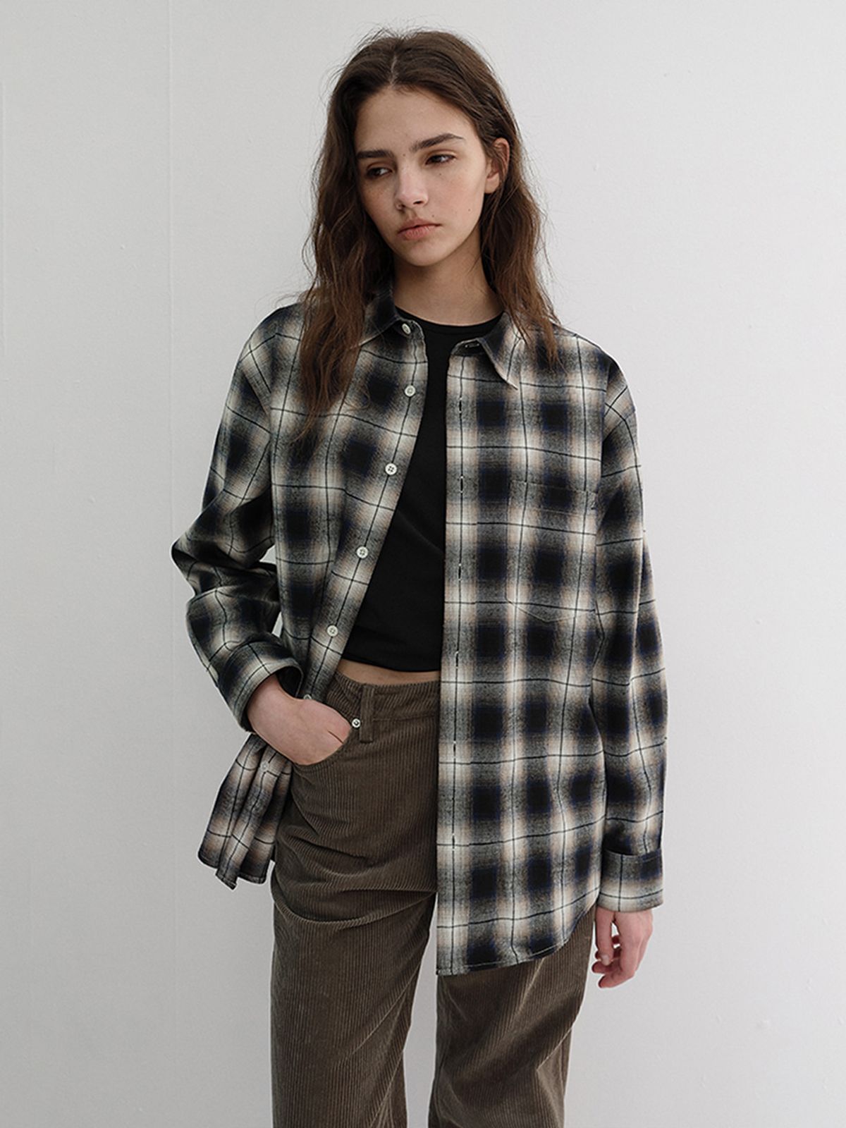 던스트(DUNST) UNISEX WINTER FLANNEL CHECKED SHIRT_UDSH6D121_BLUE