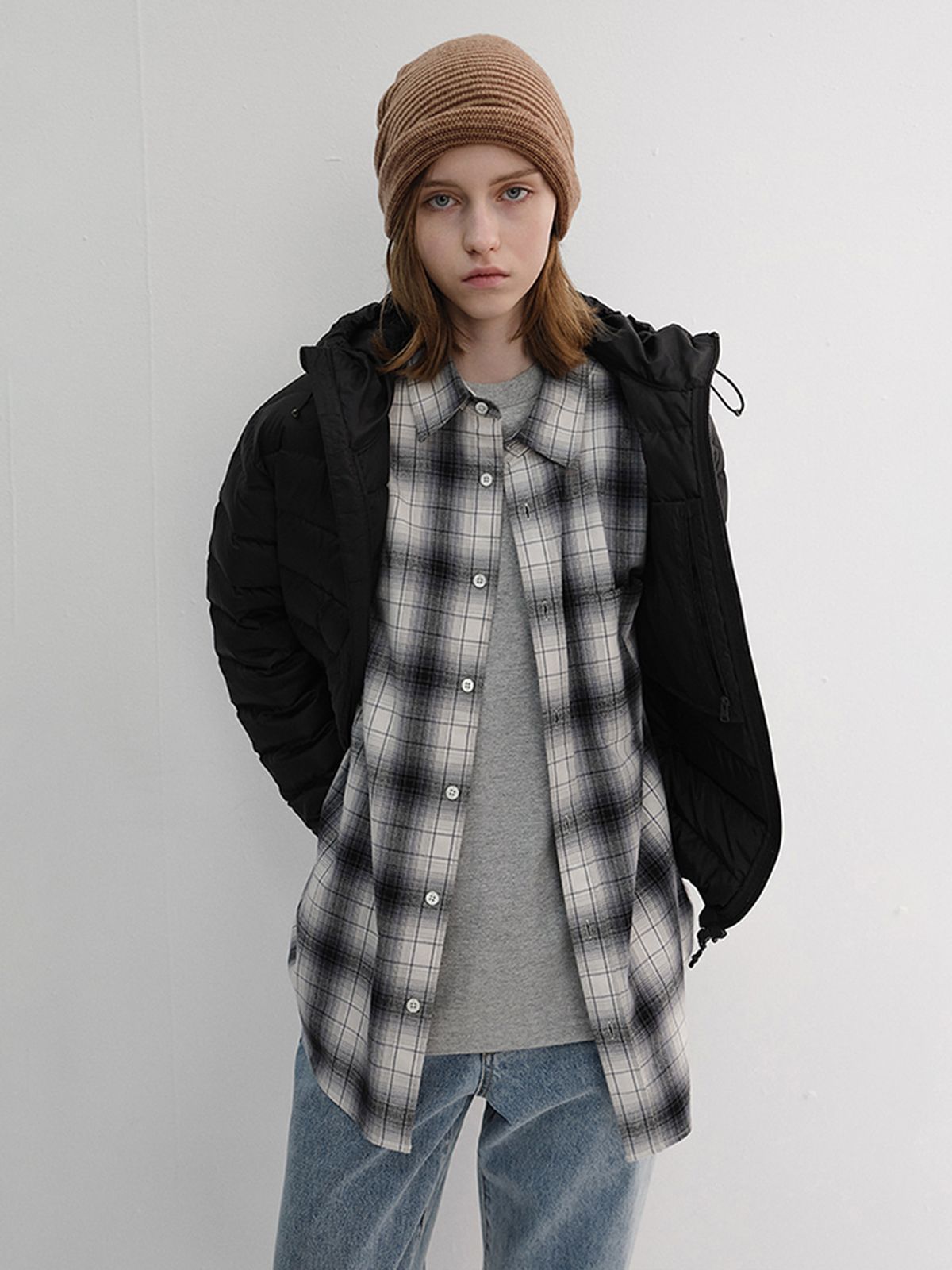 던스트(DUNST) UNISEX WINTER FLANNEL CHECKED SHIRT_UDSH6D121_BLACK