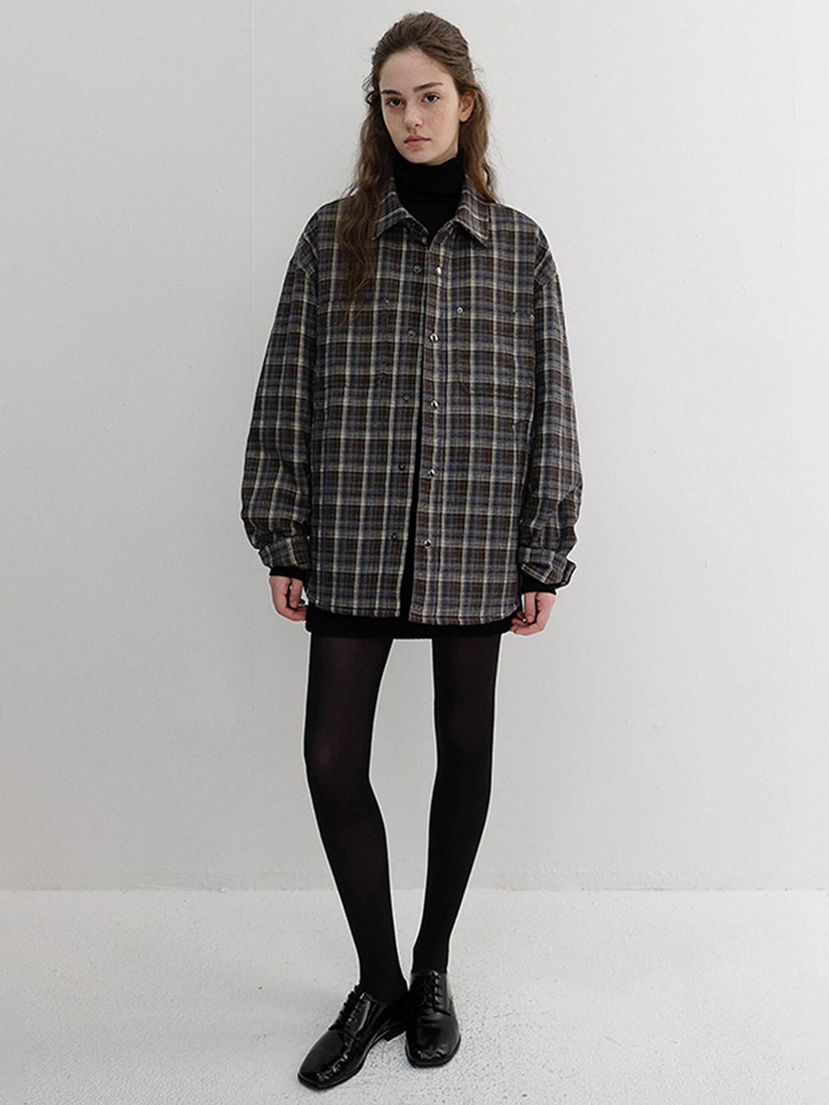 던스트(DUNST) UNISEX QUILTED FLANNEL SHIRT_UDJU6D128_BROWN CHECK