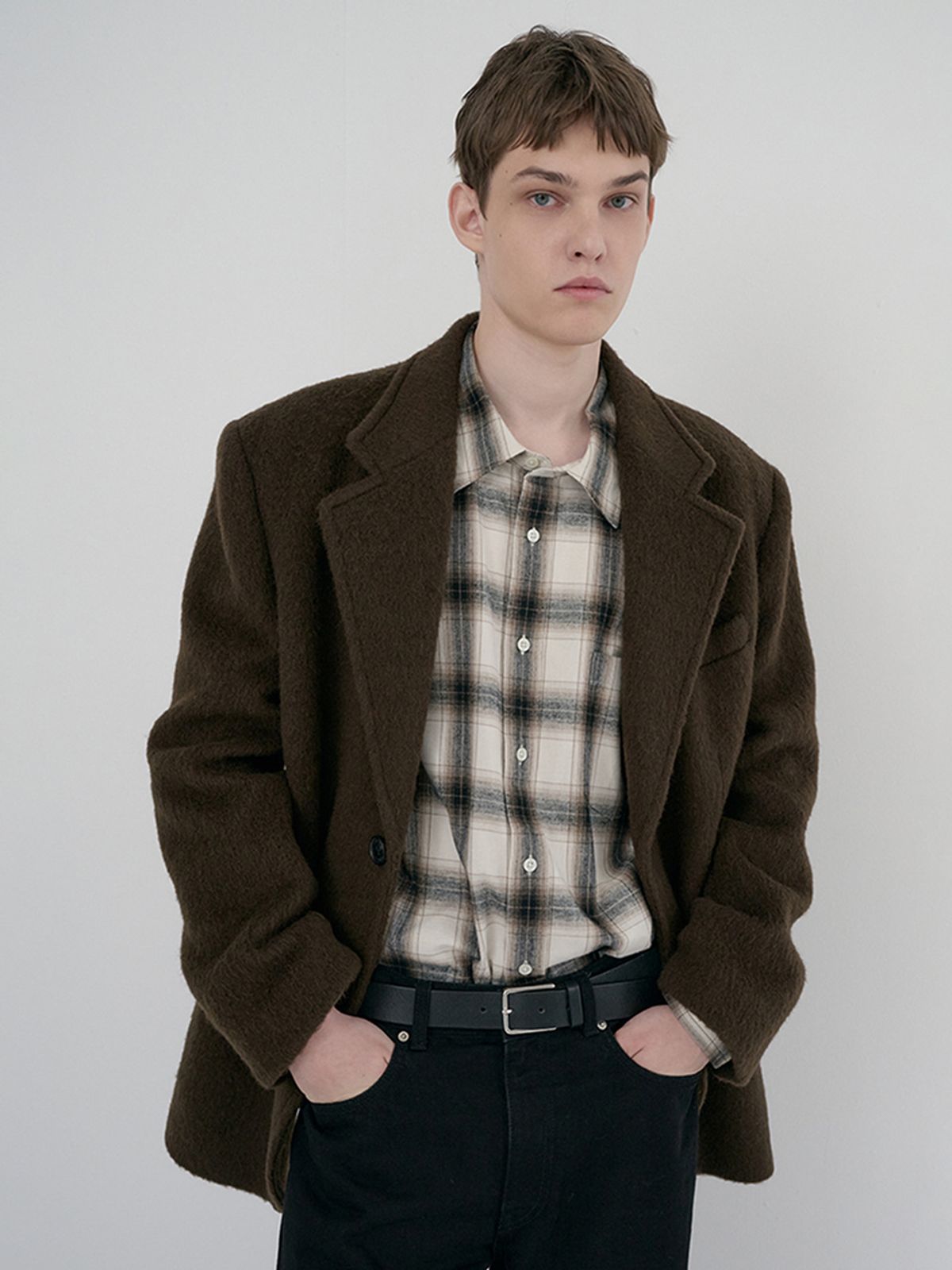 던스트 포 맨(DUNST FOR MEN) UNISEX WINTER FLANNEL CHECKED SHIRT_UDSH6D121_BEIGE