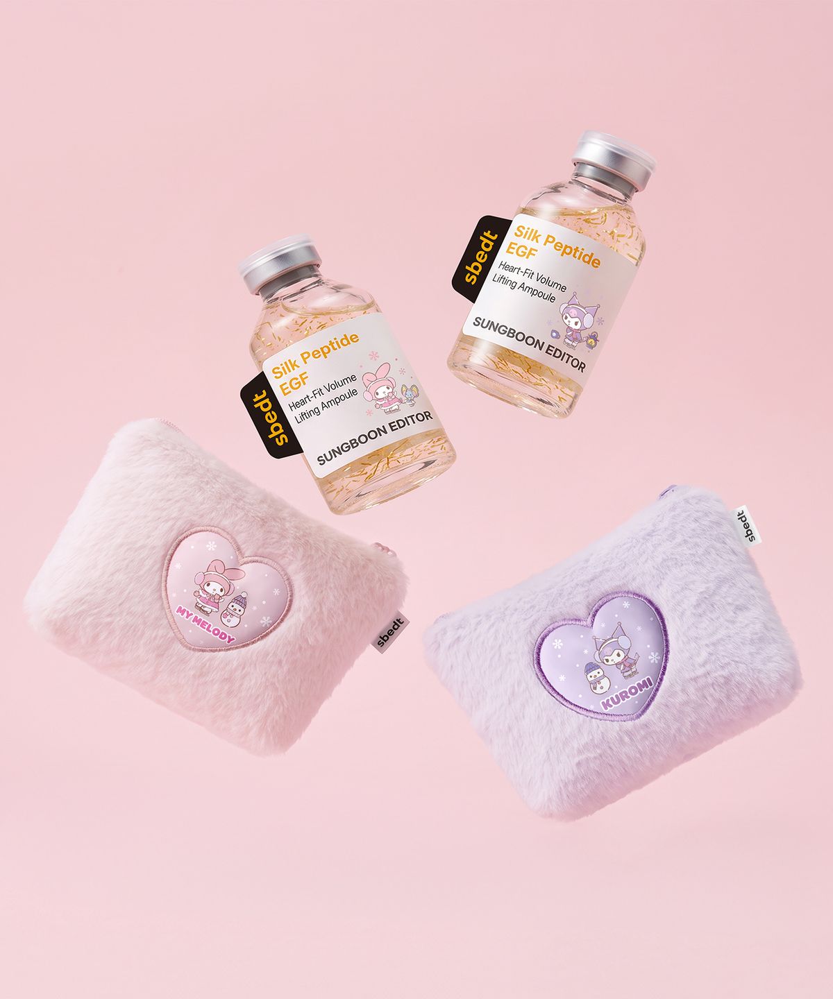 성분에디터(SUNGBOONEDITOR) [산리오캐릭터즈] 실크펩타이드 EGF 하트핏 볼륨 리프팅 앰플 40ml 더블 기획 (+파우치 랜덤 증정)