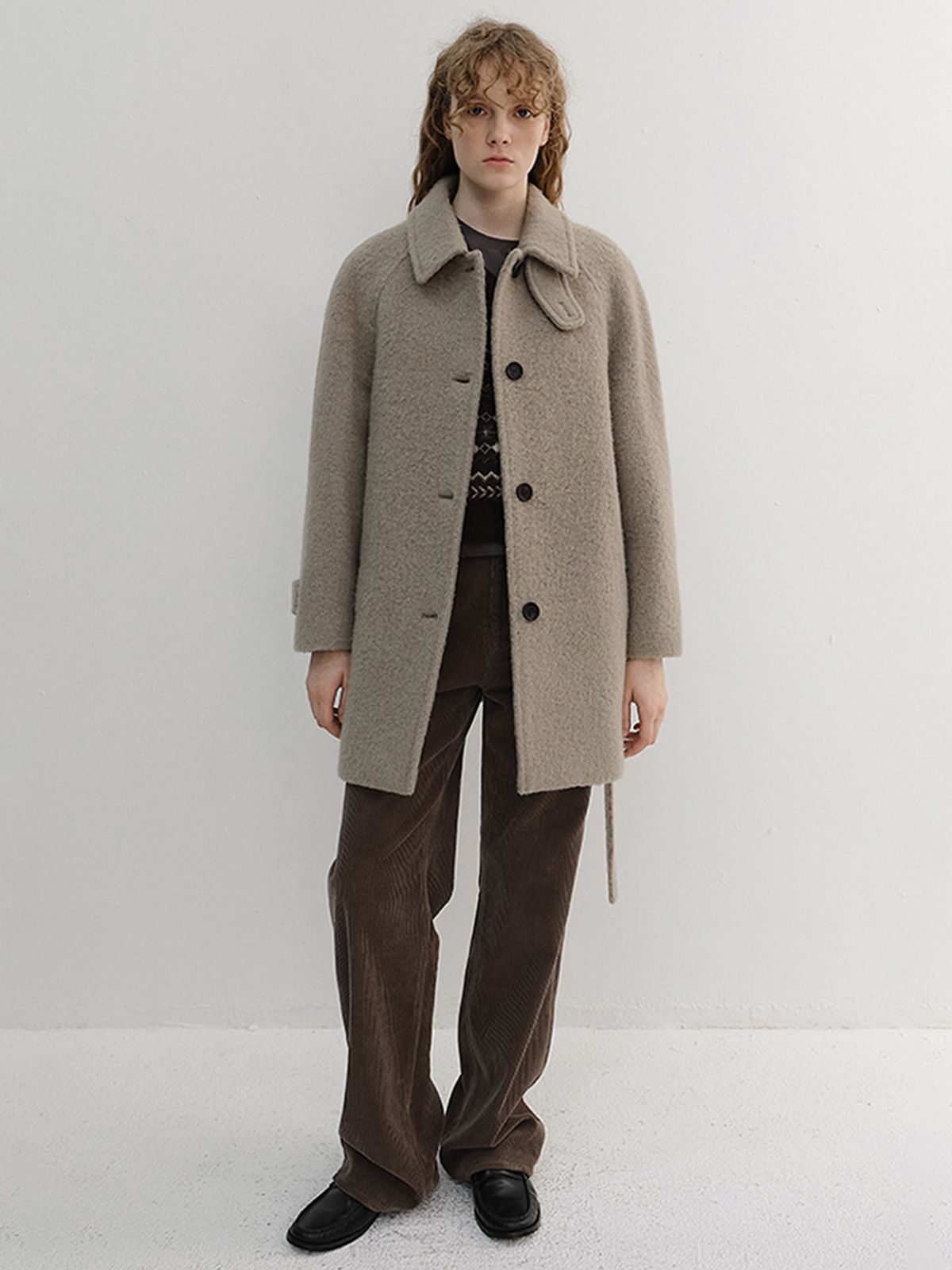 던스트(DUNST) BELTED HALF COAT_UDCO6D222_GREYISH BEIGE