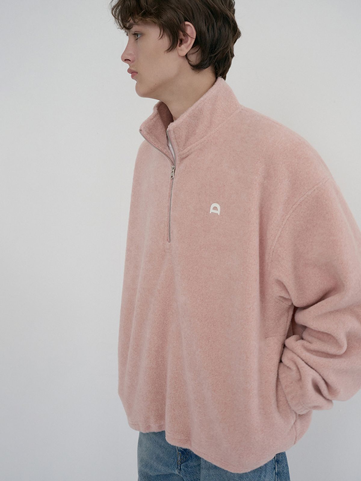 던스트 포 맨(DUNST FOR MEN) UNISEX HALF ZIP-UP FLEECE SWEATSHIRT_UDJU6D136_CANDY PINK