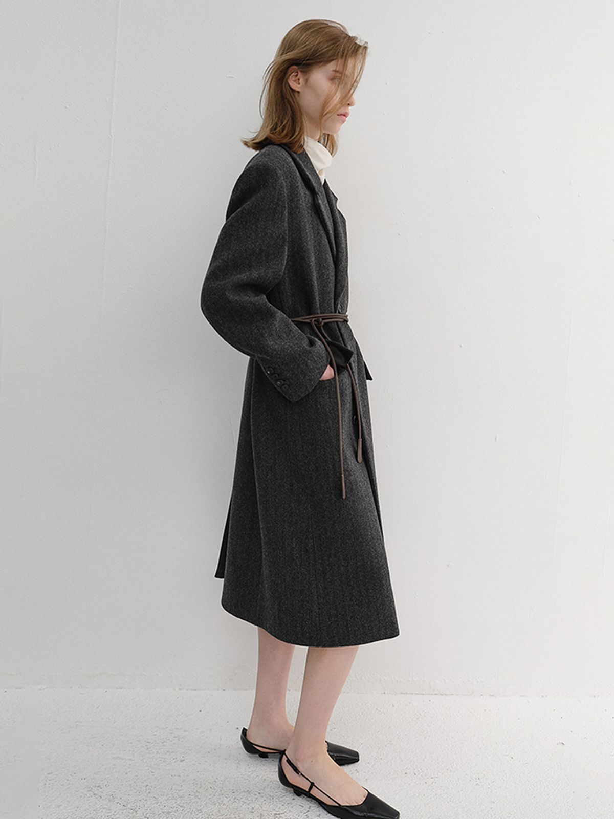 던스트(DUNST) UNISEX BOXY TAILORED COAT_UDCO6D124_GREY HERRINGBONE