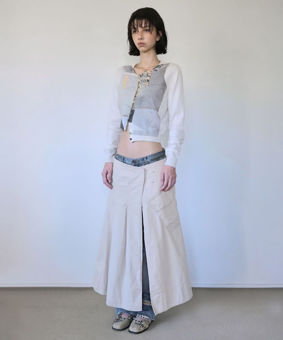 더블유케이엔디 프로젝트(WKND PROJECT) LAYERED WRAP SKIRT (BEIGE)