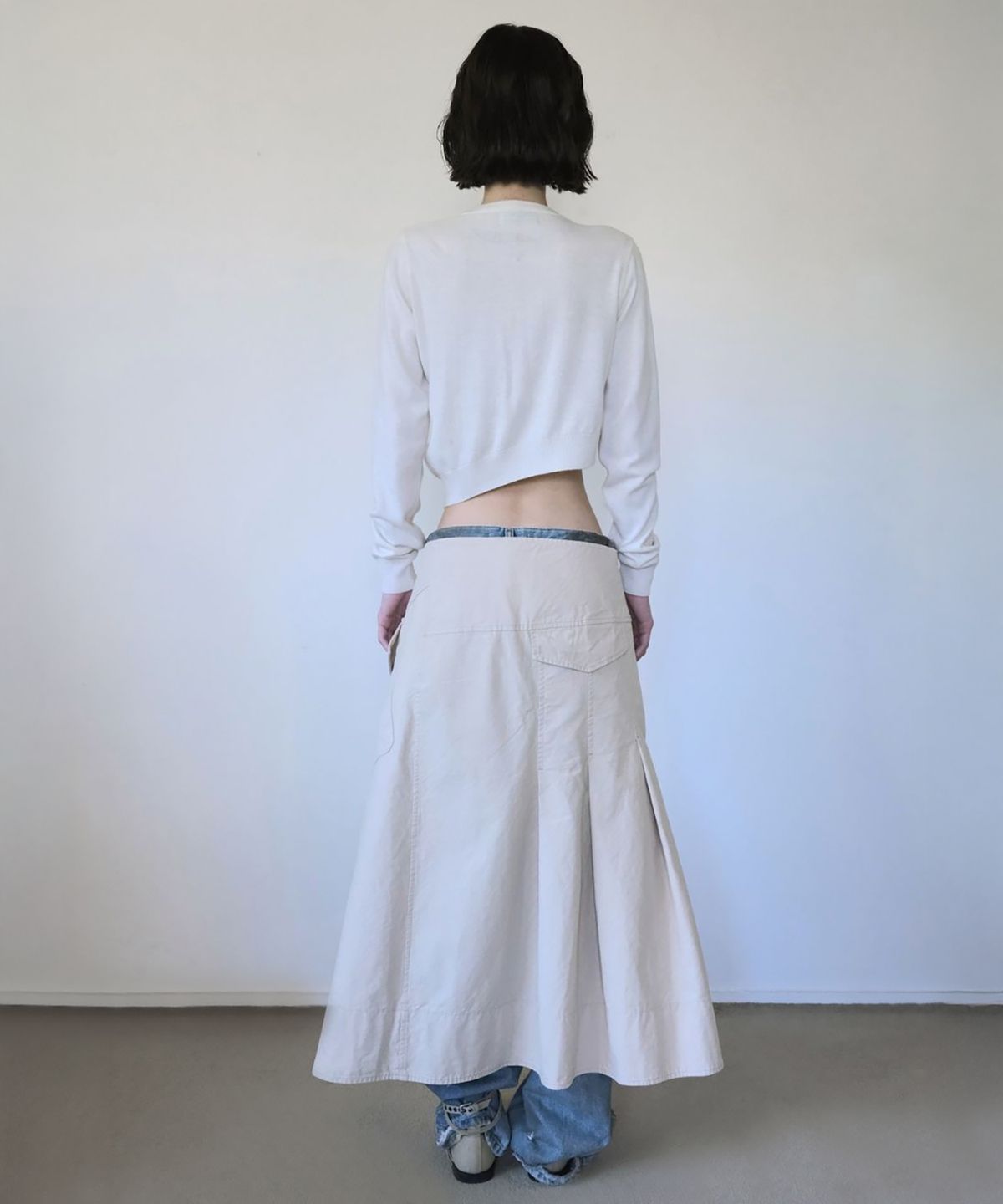 더블유케이엔디 프로젝트(WKND PROJECT) LAYERED WRAP SKIRT (BEIGE)