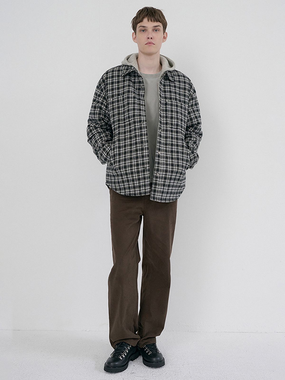 던스트 포 맨(DUNST FOR MEN) UNISEX QUILTED FLANNEL SHIRT_UDJU6D128_BLACK CHECK