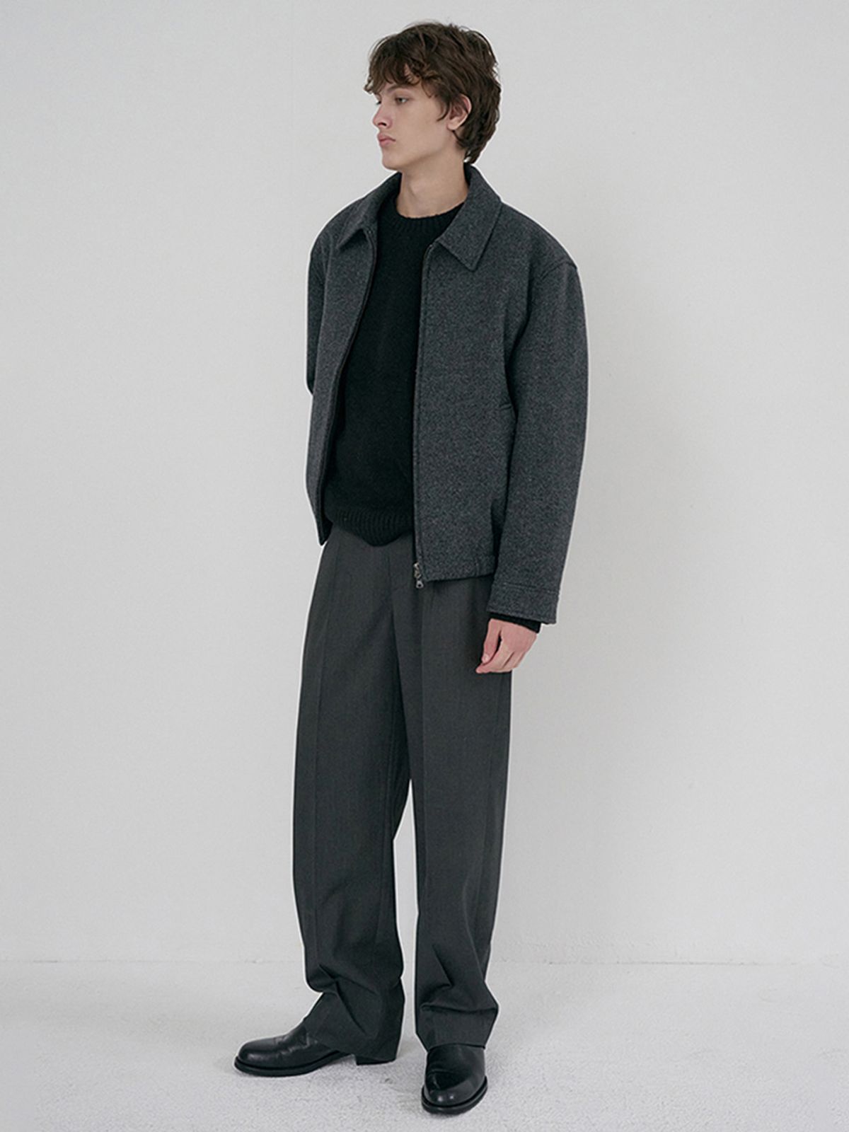 던스트 포 맨(DUNST FOR MEN) UNISEX COLLARED WOOL BLOUSON_UDJU6D126_CHARCOAL GREY