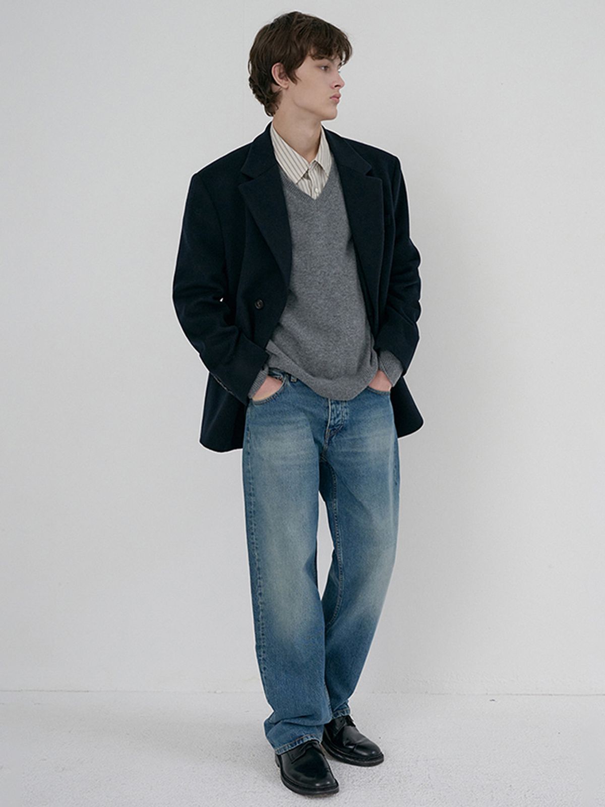 던스트 포 맨(DUNST FOR MEN) UNISEX LAYERED CASHMERE BLAZER_UDJA6D121_NAVY