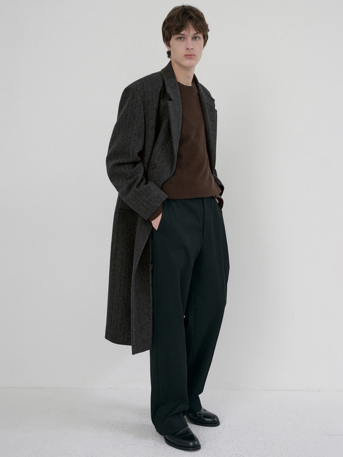 던스트 포 맨(DUNST FOR MEN) UNISEX BOXY TAILORED COAT_UDCO6D124_GREY HERRINGBONE
