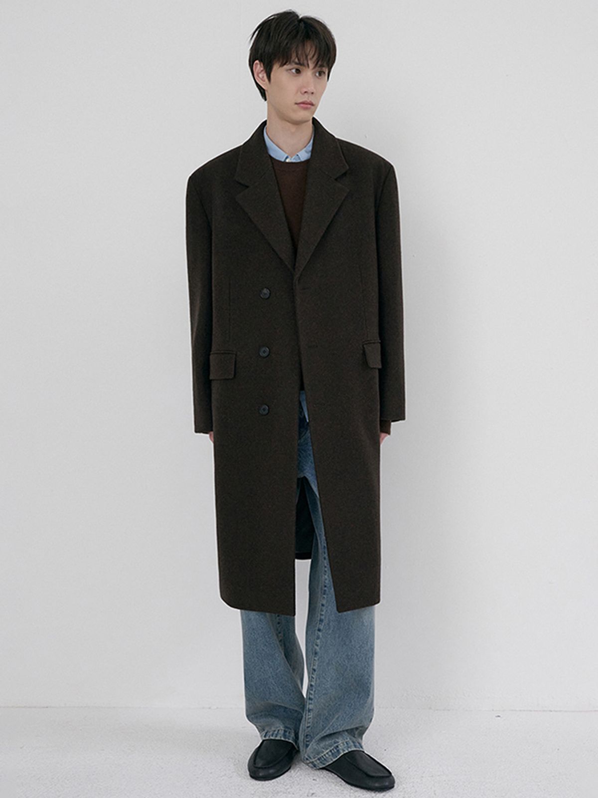 던스트 포 맨(DUNST FOR MEN) UNISEX BOXY TAILORED COAT_UDCO6D124_DEEP BROWN