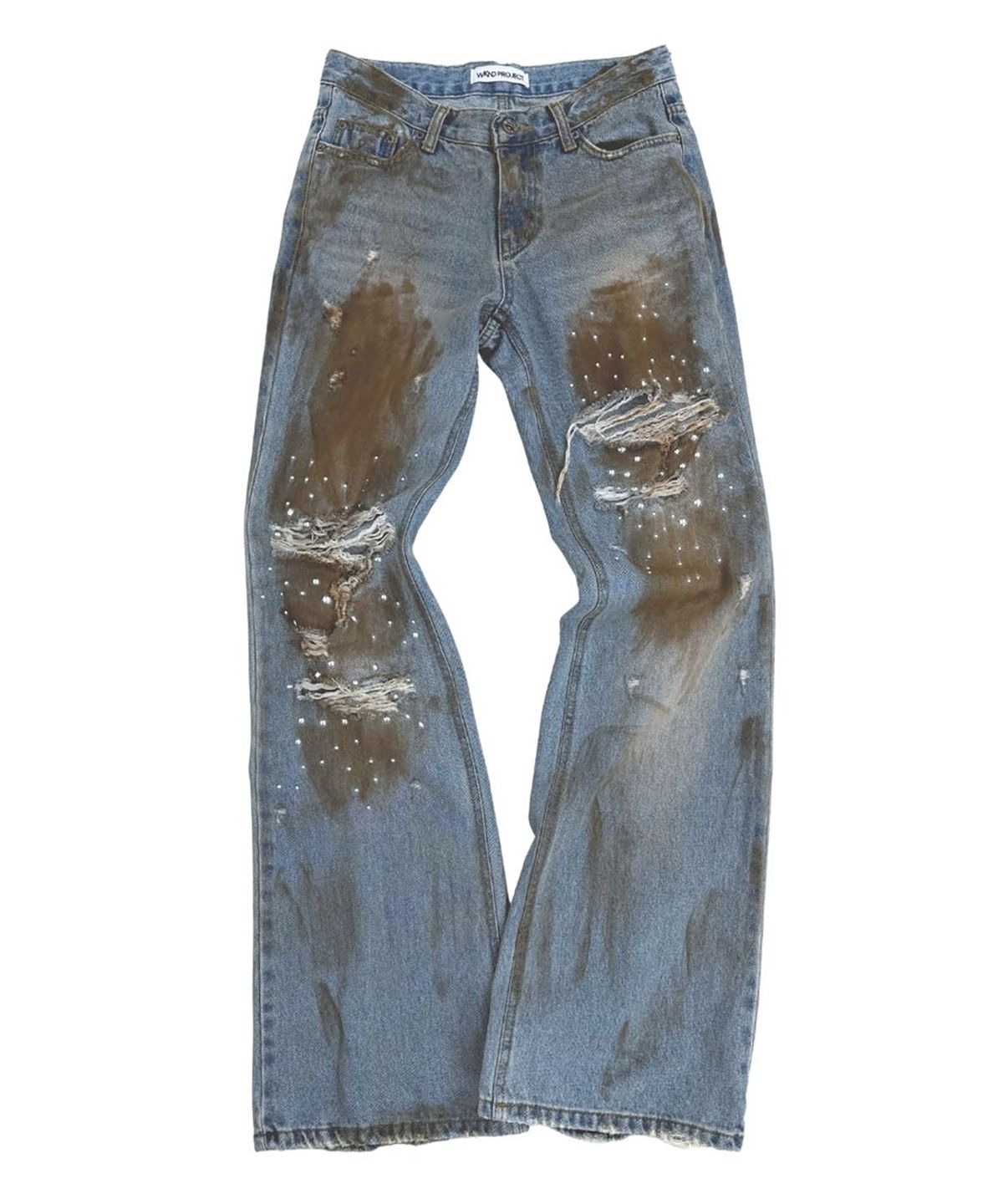 더블유케이엔디 프로젝트(WKND PROJECT) DISTRESSED HOTFIX DENIM PANTS