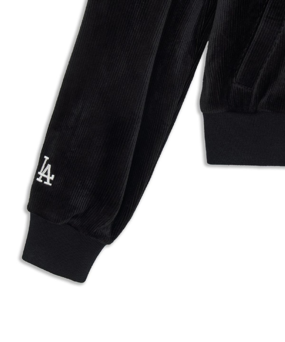 엠엘비(MLB) 여성 바시티 스몰 컬시브 벨벳 트랙탑 LA (Black)