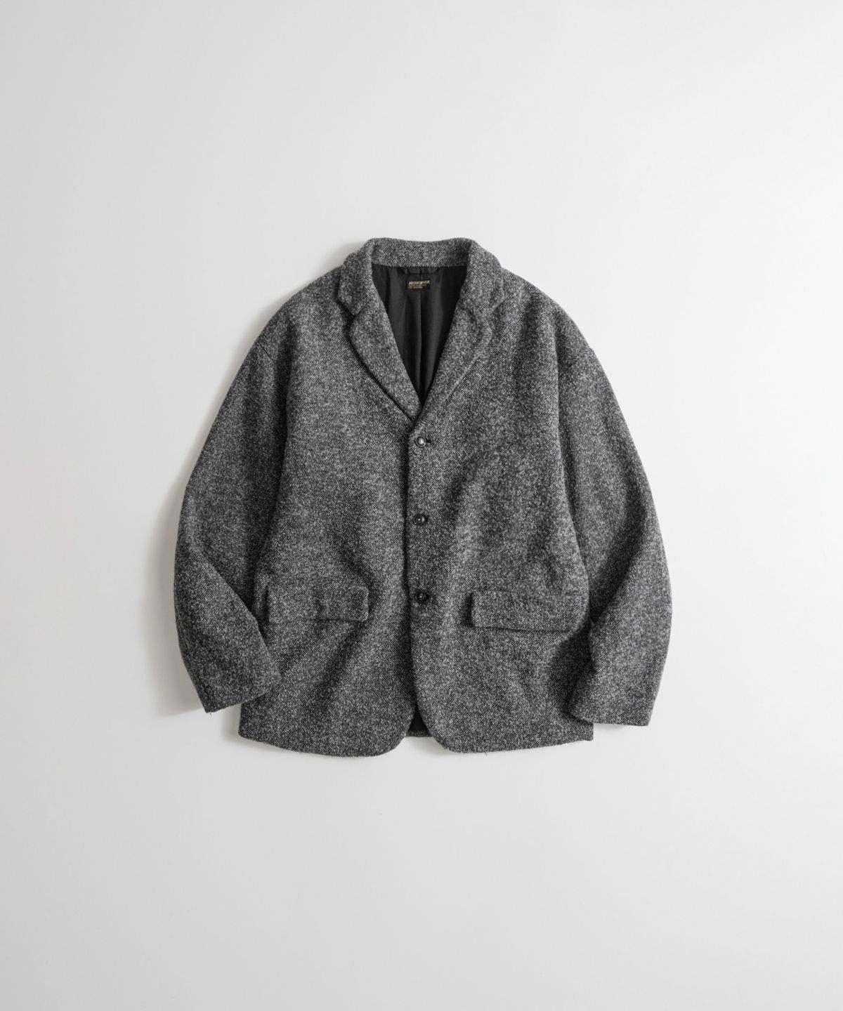 비헤비어(BEHEAVYER) BRUSHED WOOL TWILL SINGLE JACKET h.grey