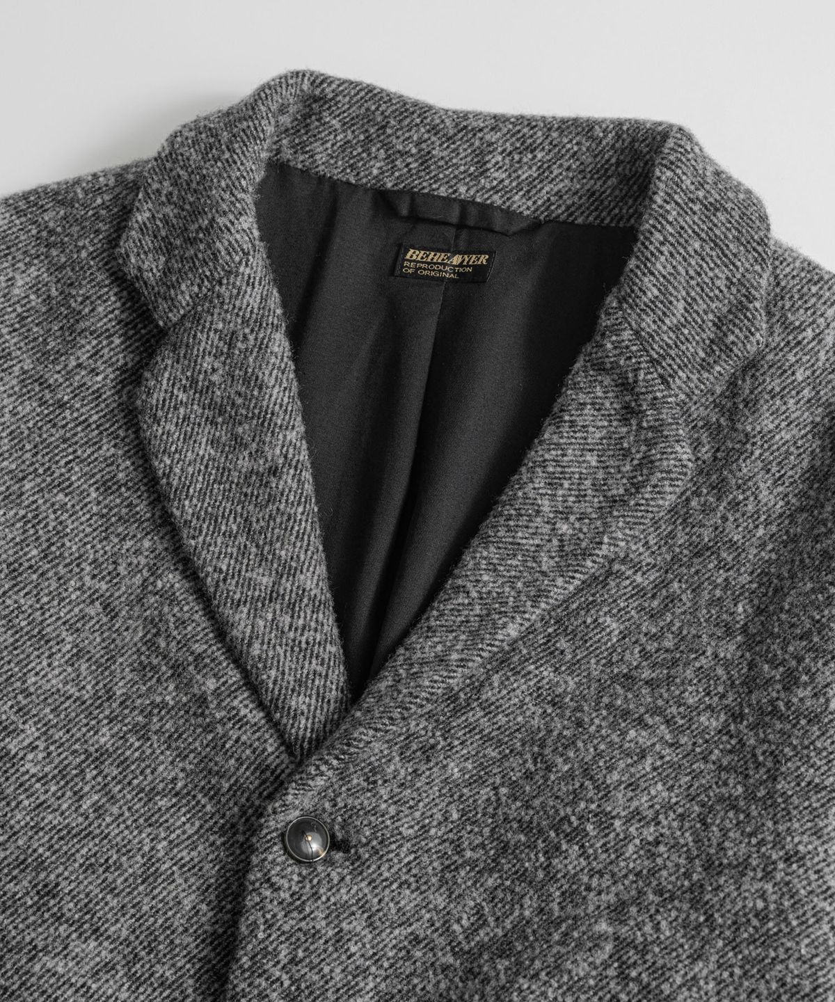 비헤비어(BEHEAVYER) BRUSHED WOOL TWILL SINGLE JACKET h.grey