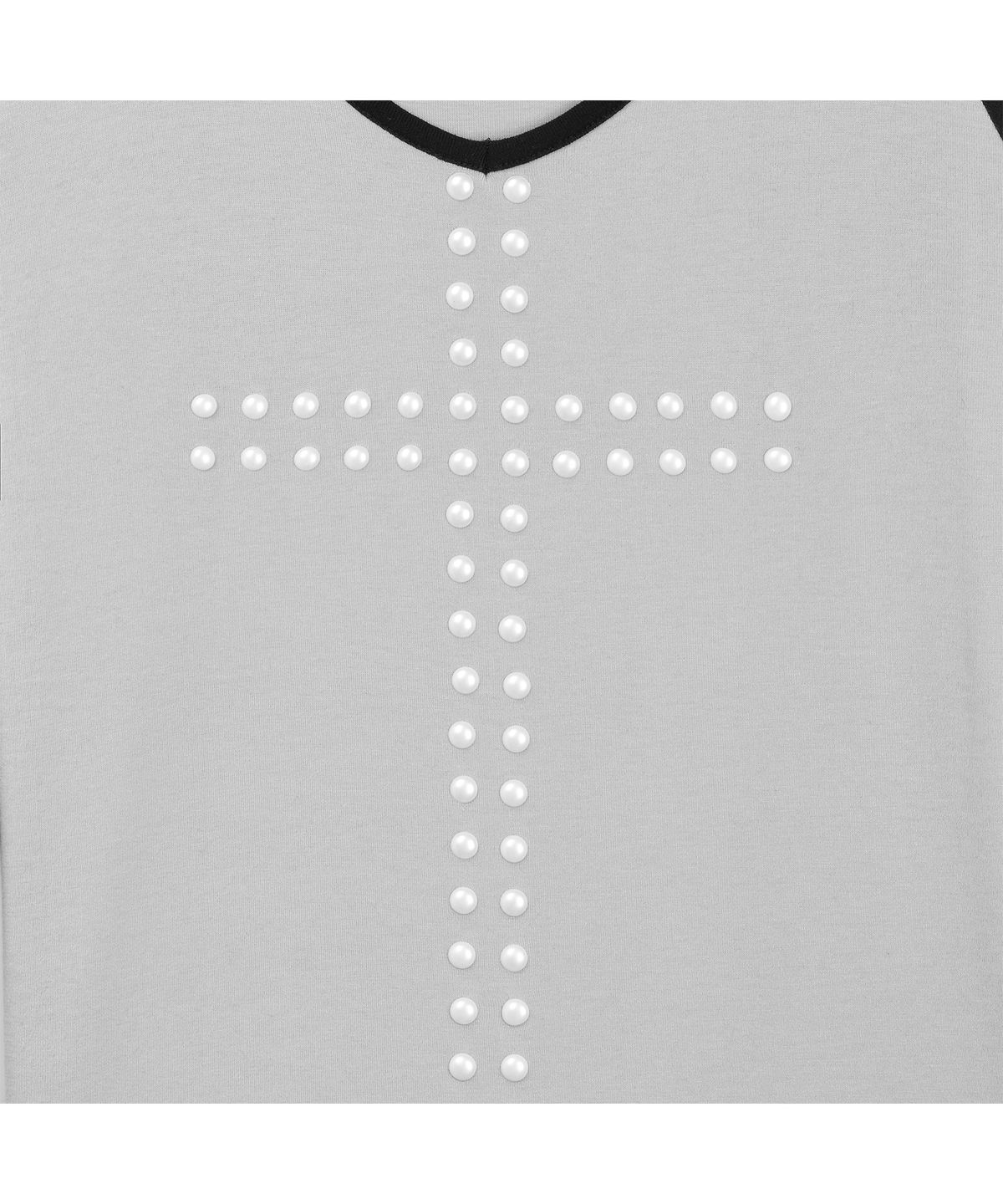 아야즈앤세이(AYASNSEY) ASA CROSS PEARL RAGLAN V-NECK LONG SLEEVE TOP
