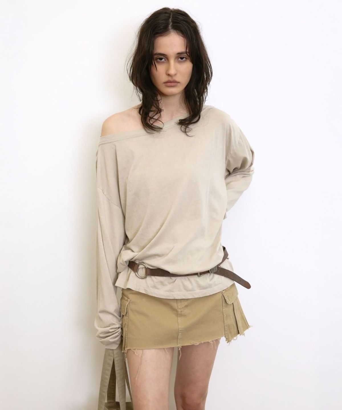 더블유케이엔디 프로젝트(WKND PROJECT) WASHED VINTAGE LONG SLEEVE TEE (SAND BEIGE)