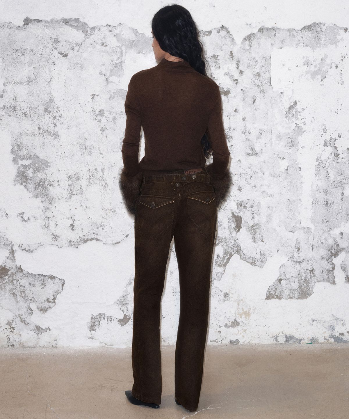 긴스키(GINSUKI) SOFT FUR  MERINO WOOL TURTLENECK KNIT (BROWN)