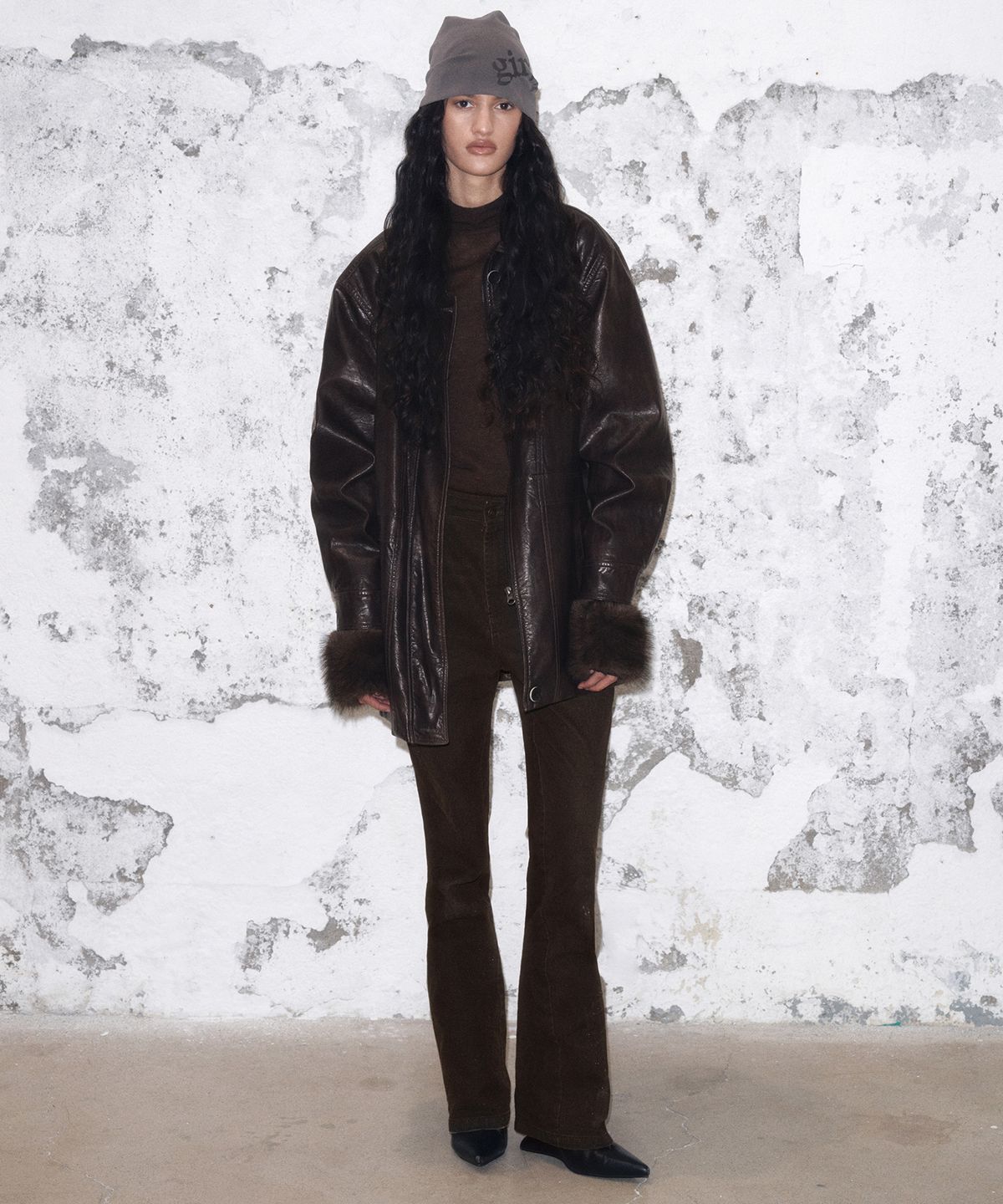 긴스키(GINSUKI) SOFT FUR  MERINO WOOL TURTLENECK KNIT (BROWN)