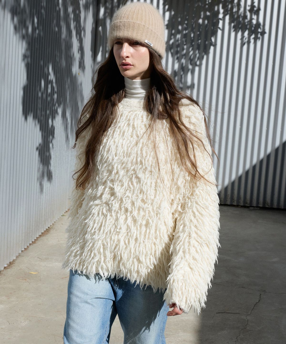 르바(LEVAR) Soft Angora Beanie - Sand Beige